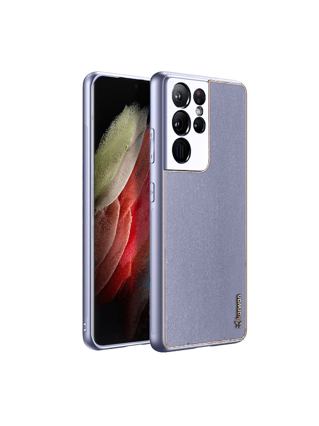 

Karwan Leather Shock Proof Samsung Galaxy S21 Ultra Cover, Grey