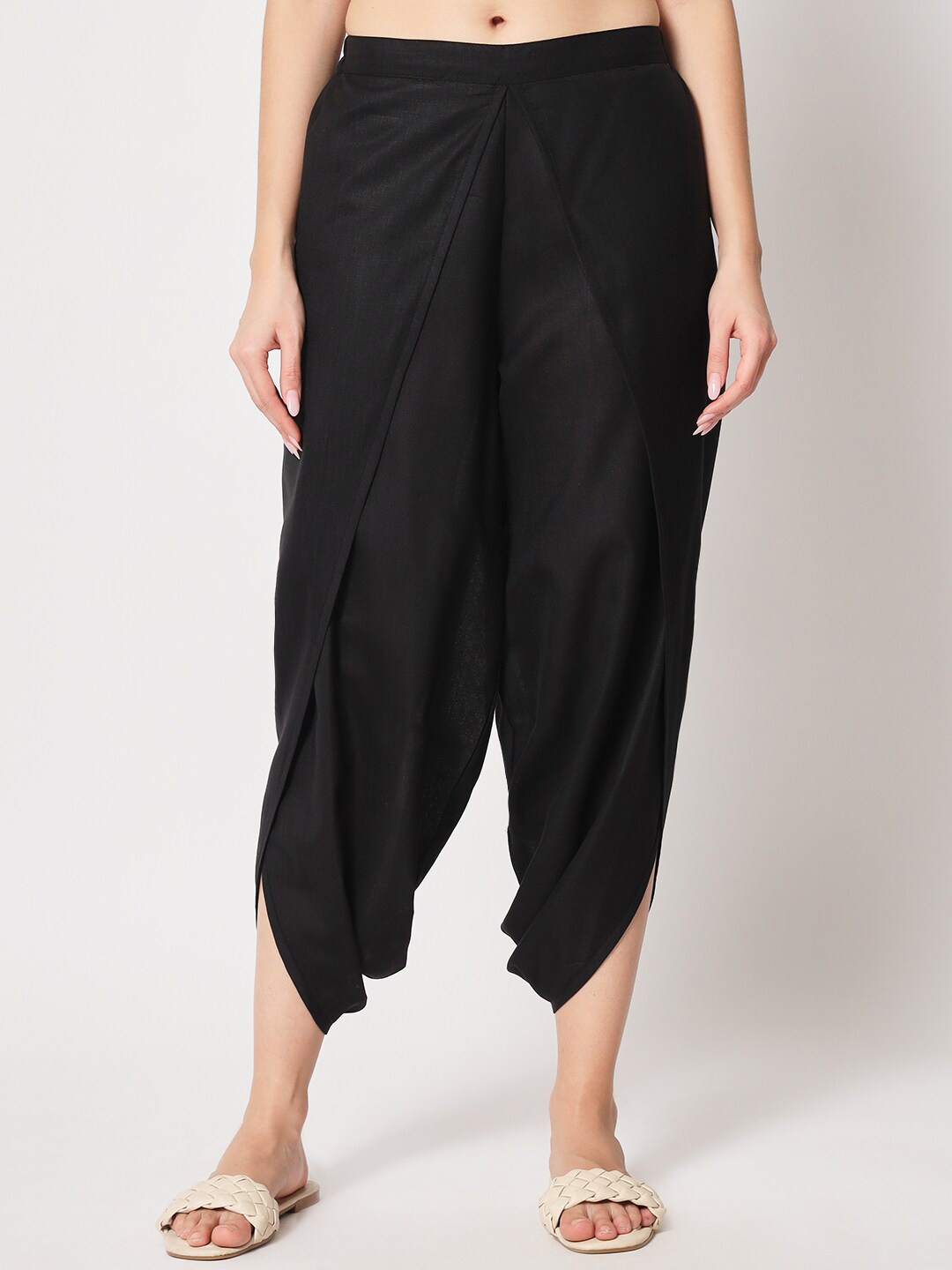 

9rasa Women Solid Cotton Salwar, Black