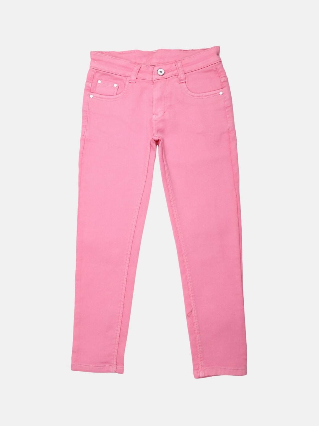 V-Mart Girls Classic Slim Fit Mid-Rise Cotton Jeans, Pink