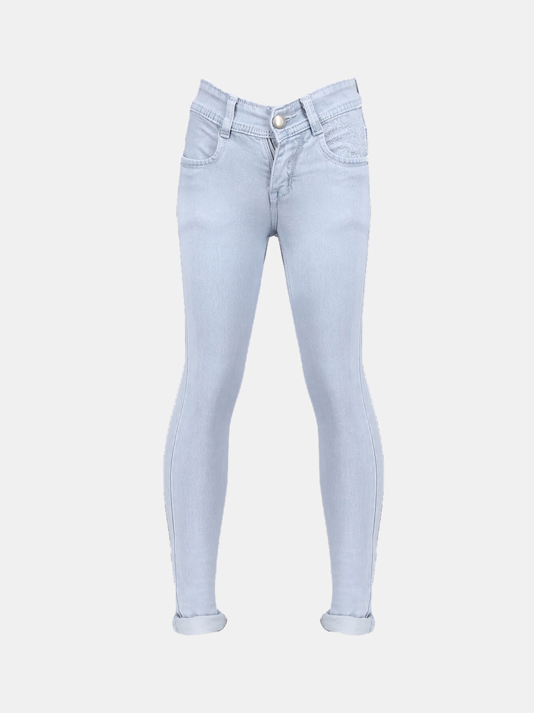 

V-Mart Girls Classic Mid-Rise Skinny Fit Cotton Jeans, Grey