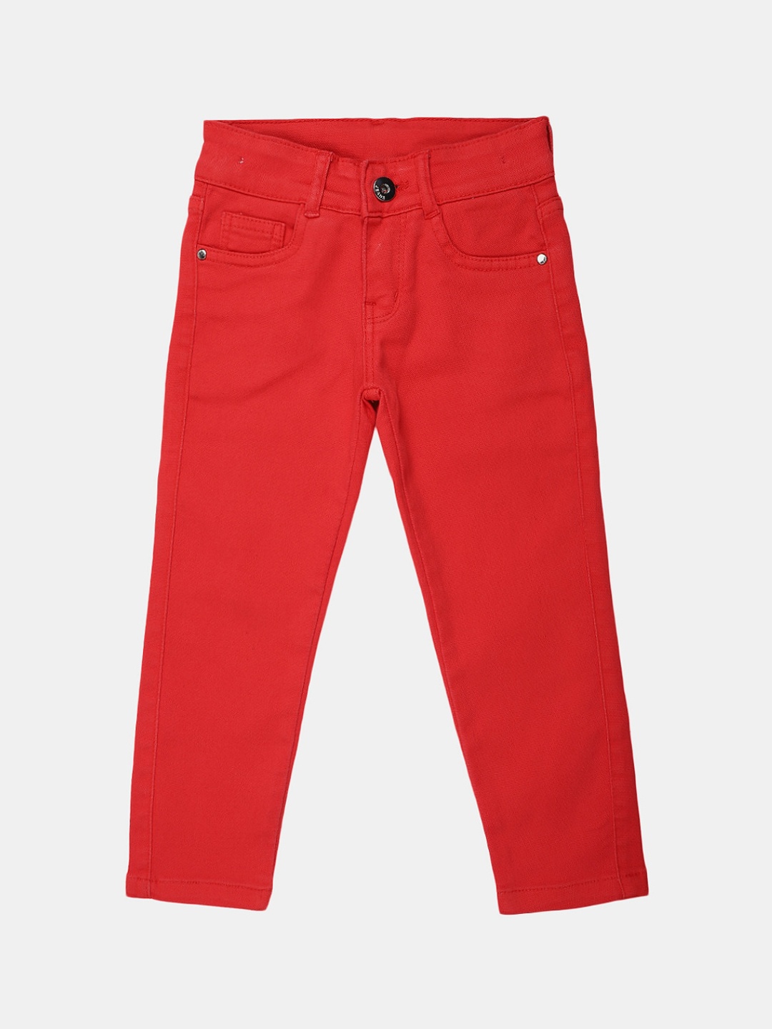 

V-Mart Girls Classic Slim Fit Mid-Rise Cotton Jeans, Red