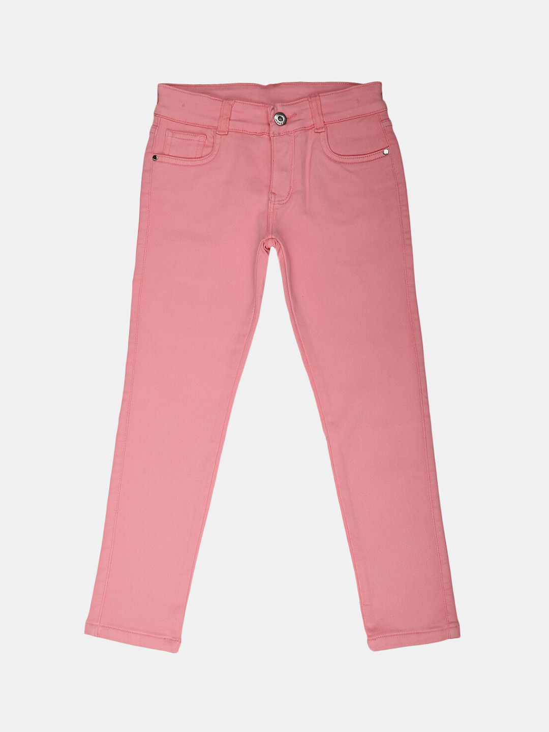 

V-Mart Girls Classic Mid-Rise Cotton Slim Fit Jeans, Peach