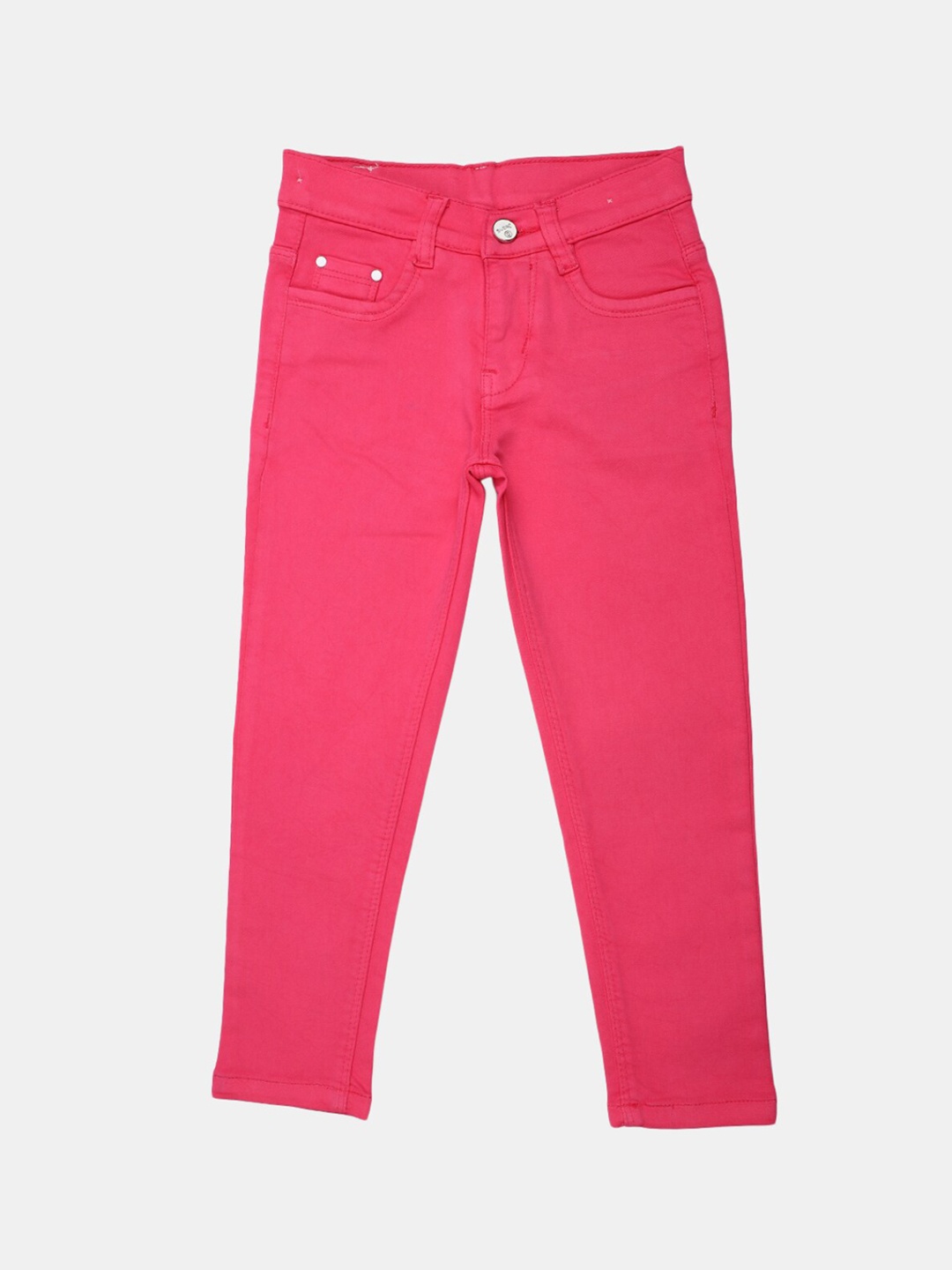 

V-Mart Girls Classic Mid-Rise Cotton Slim Fit Jeans, Fuchsia