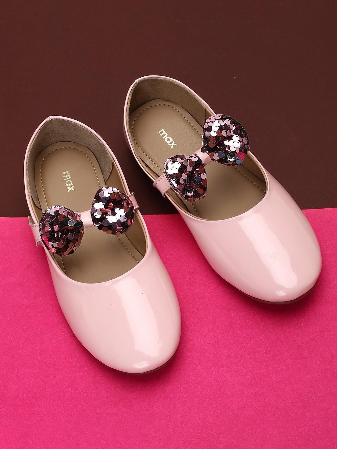 

max Girls Bow Embellished Mary Janes, Pink