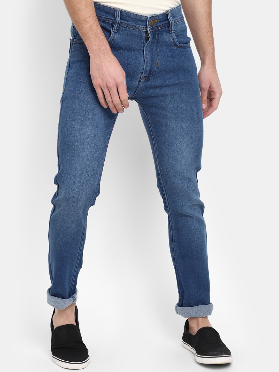 

V-Mart Men Classic Slim Fit Light Fade Cotton Jeans, Blue