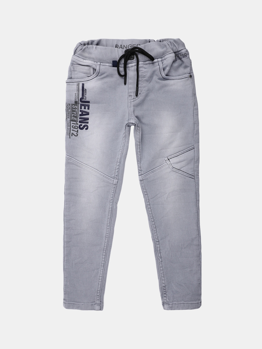 

V-Mart Boys Classic Mid-Rise Heavy Fade Cotton Jeans, Grey