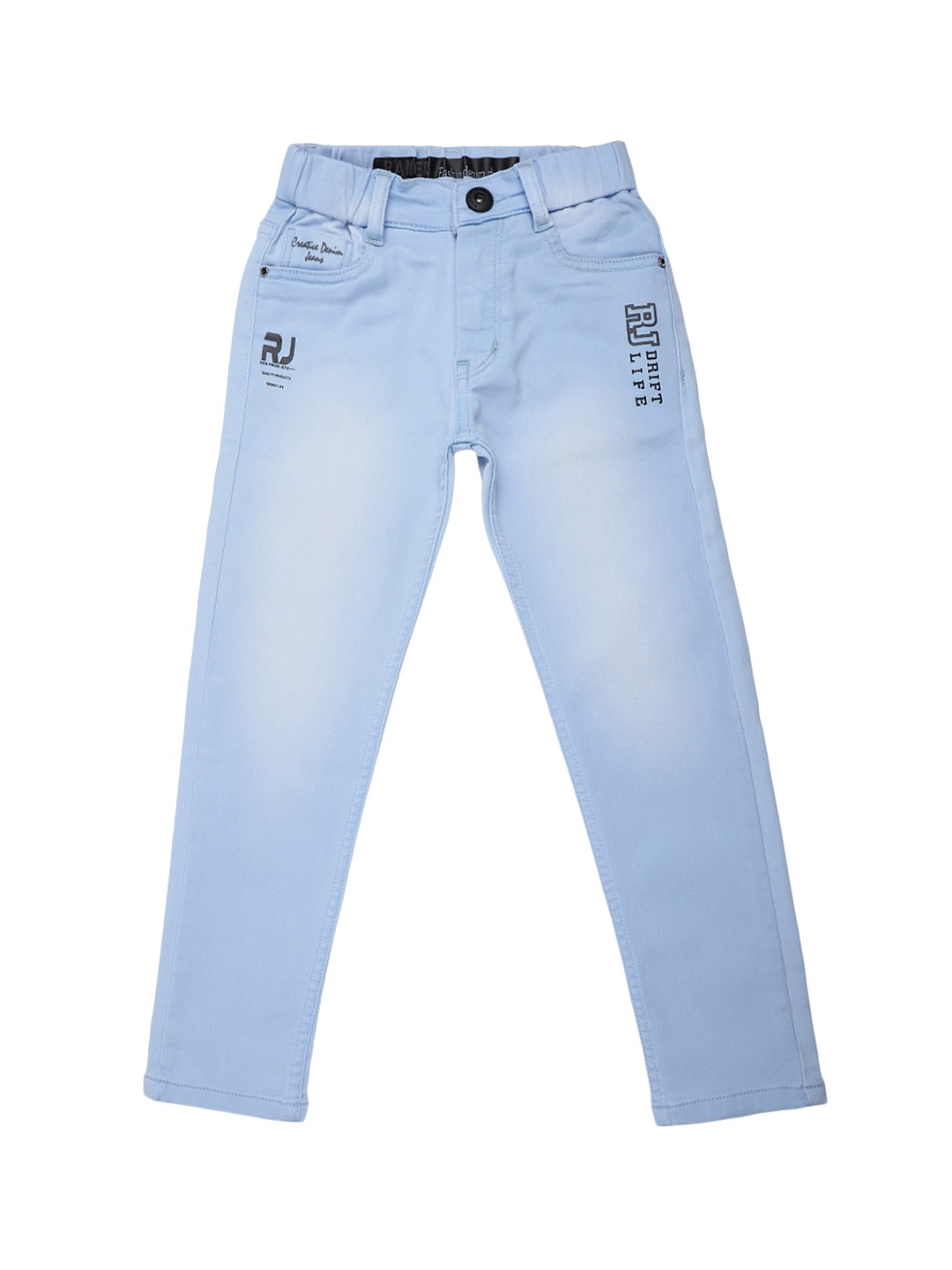 

V-Mart Boys Classic Mid-Rise Light Fade Cotton Jeans, Blue