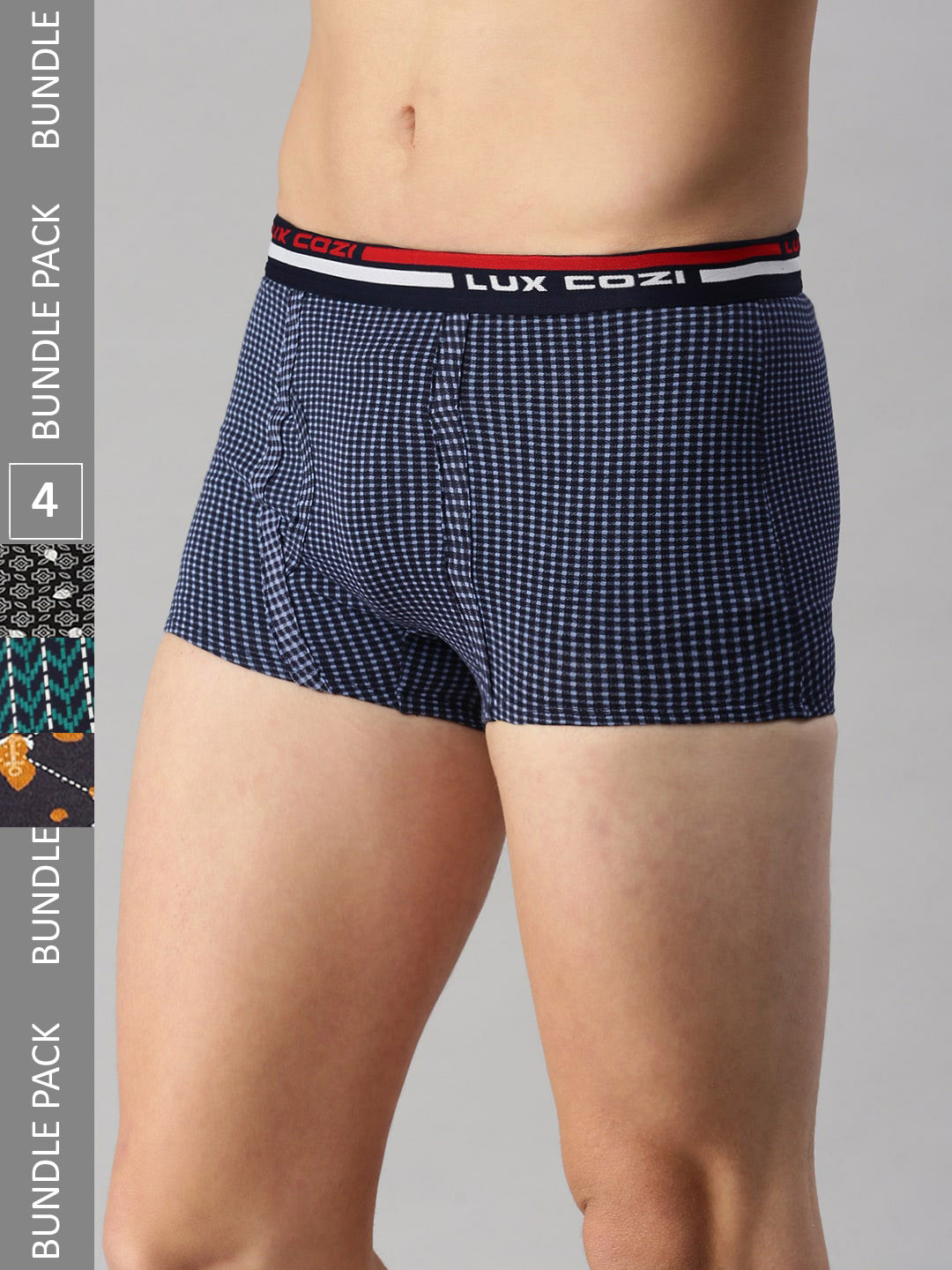 

Lux Cozi Men Pack Of 4 Assorted Skin-friendly Label Free Comfort Short Cotton Trunk