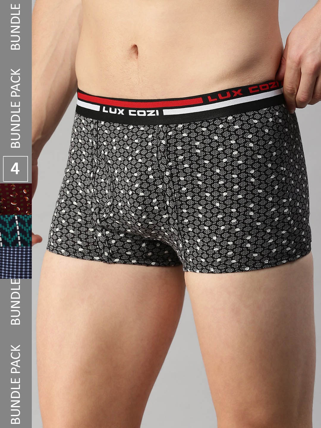 

Lux Cozi Men Pack Of 4 Assorted Cotton Trunks