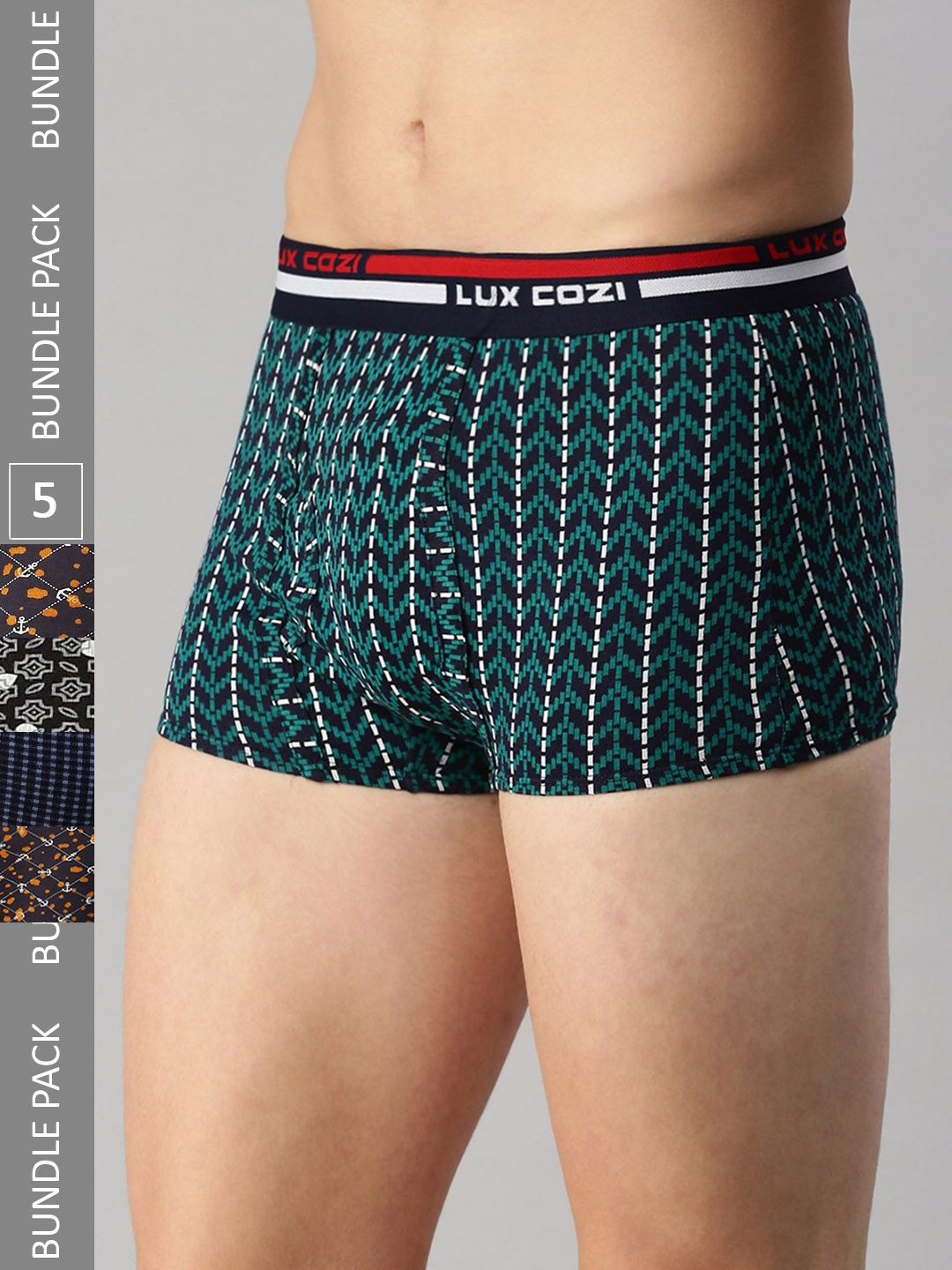 

Lux Cozi Men Pack Of 5 Assorted Pure Cotton Trunks- COZI_BIGSHOT_SL_PRINT_OE_ASST