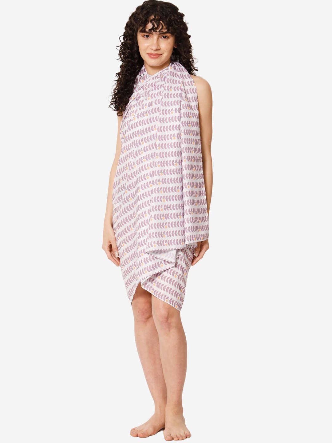 

Beau Design Floral Printed Sarong, Mauve