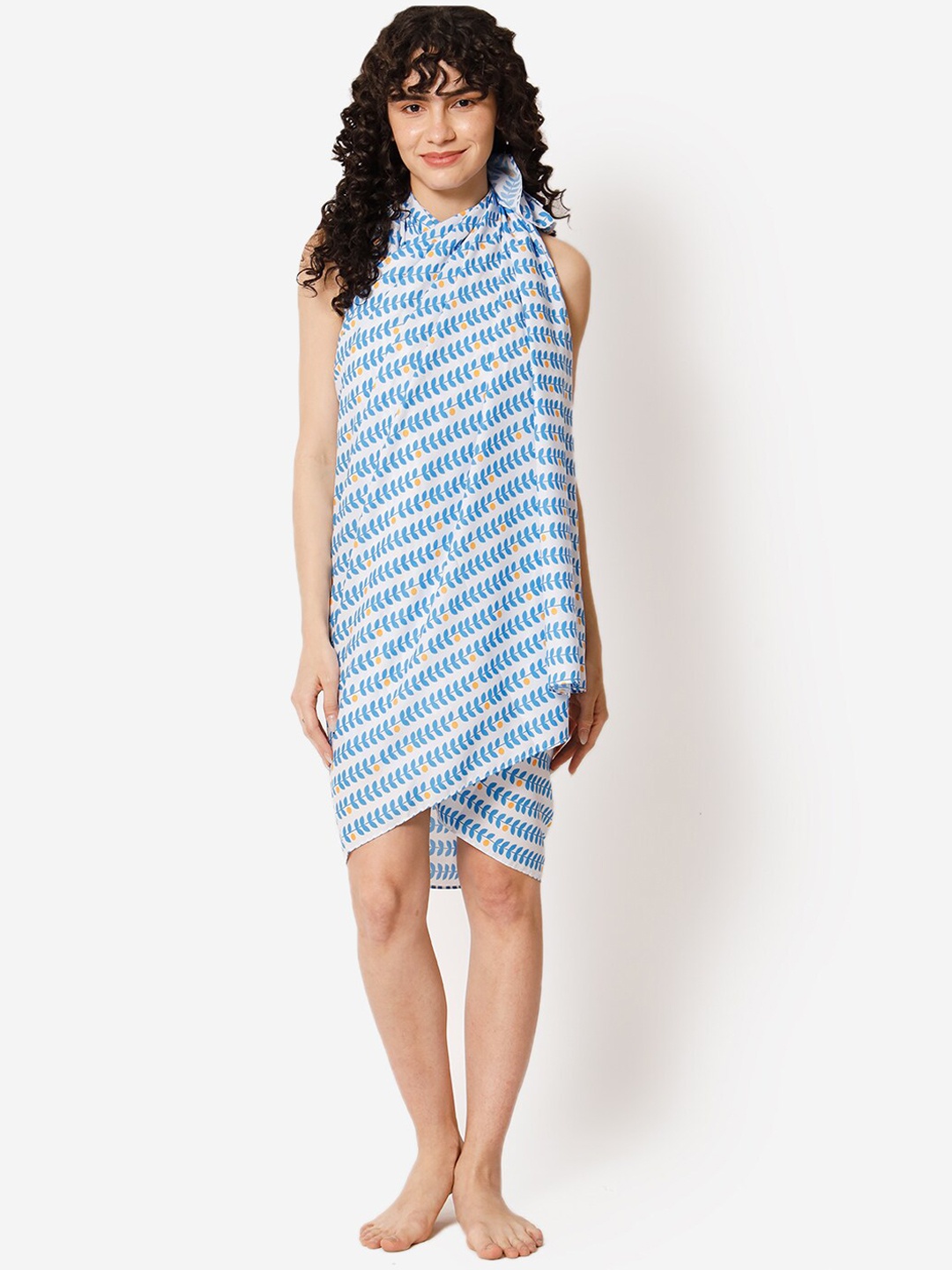 

Beau Design Printed Swimwear Cover-Up Sarong, Blue
