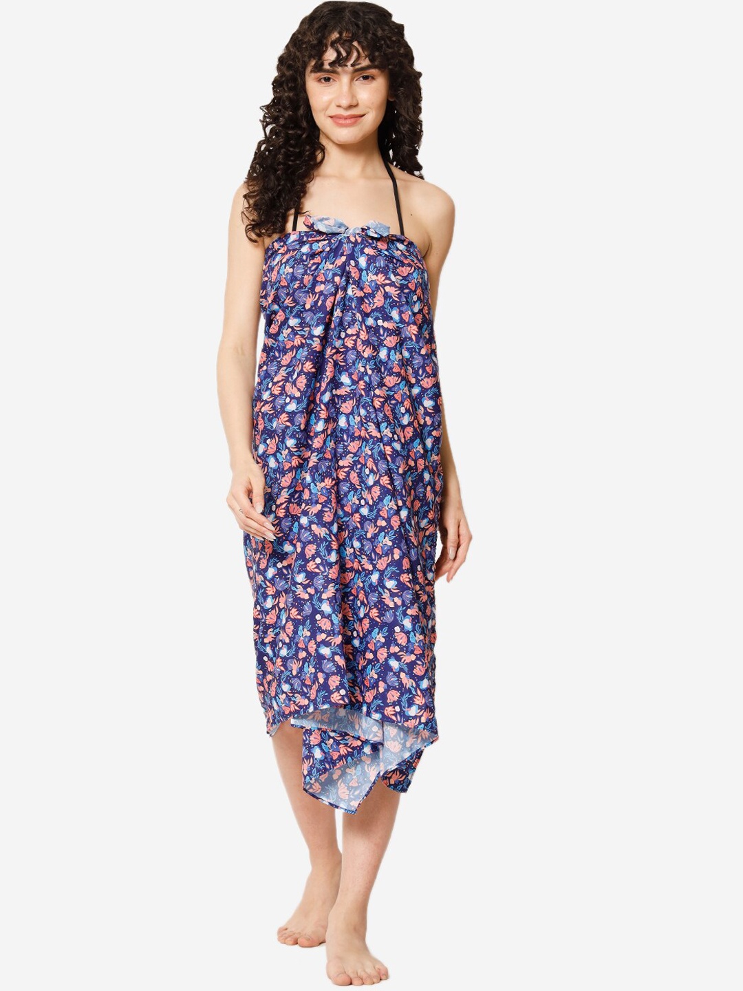 

Beau Design Floral Printed Sarong, Blue