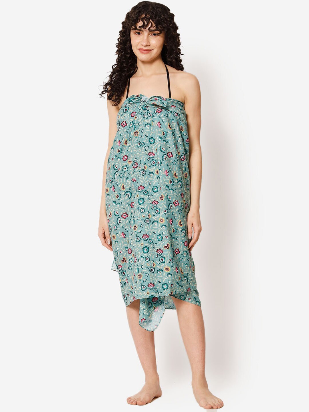 

Beau Design Floral Printed Swimwear Cover-Up Sarong, Blue