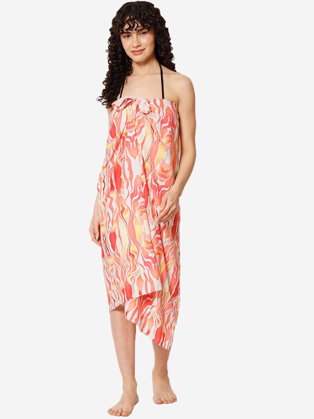 

Beau Design Printed Swimwear Cover-Up Sarong, Orange
