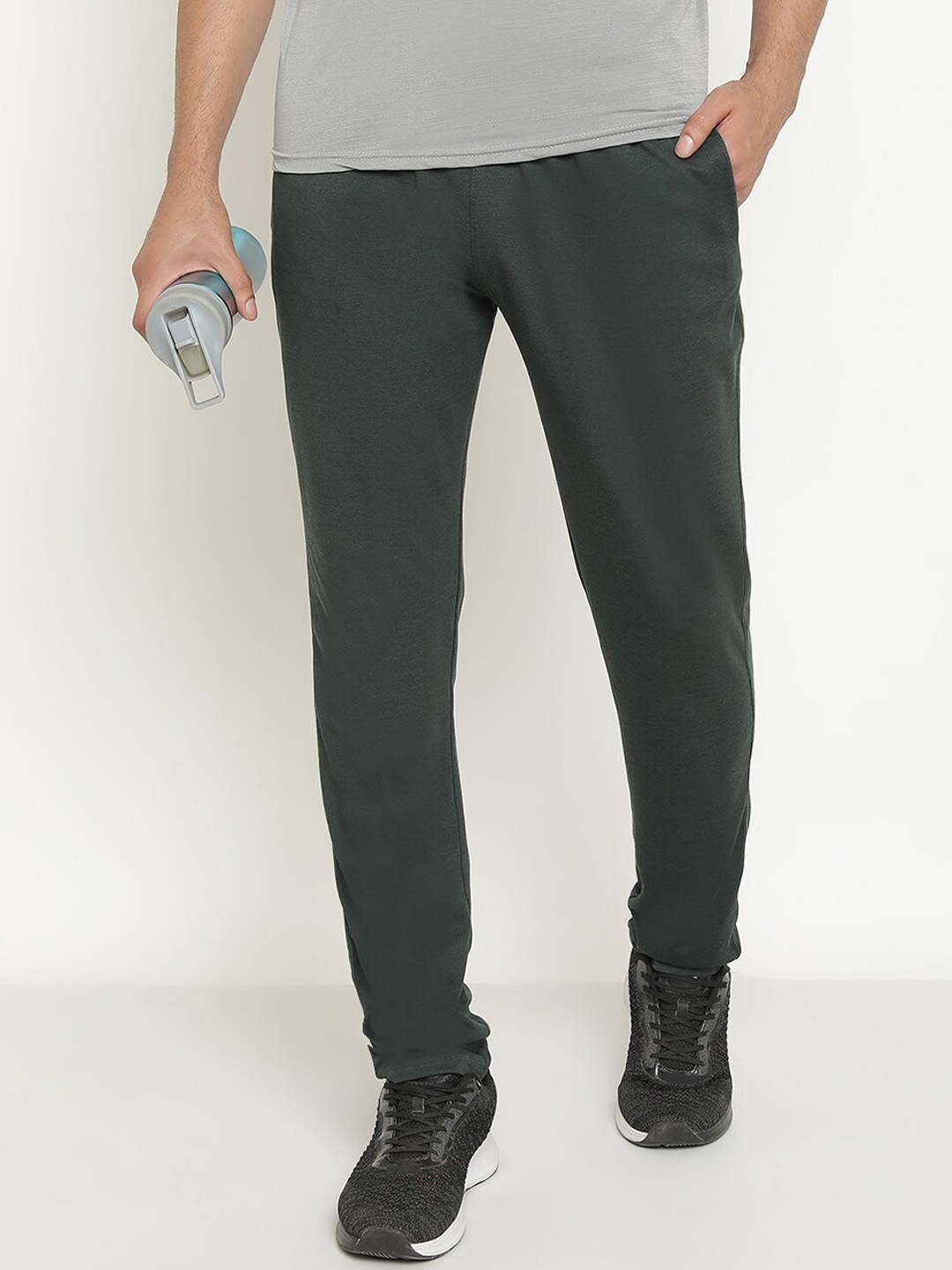 

Octave Men Plus Size Mid-Rise Cotton Track Pants, Green