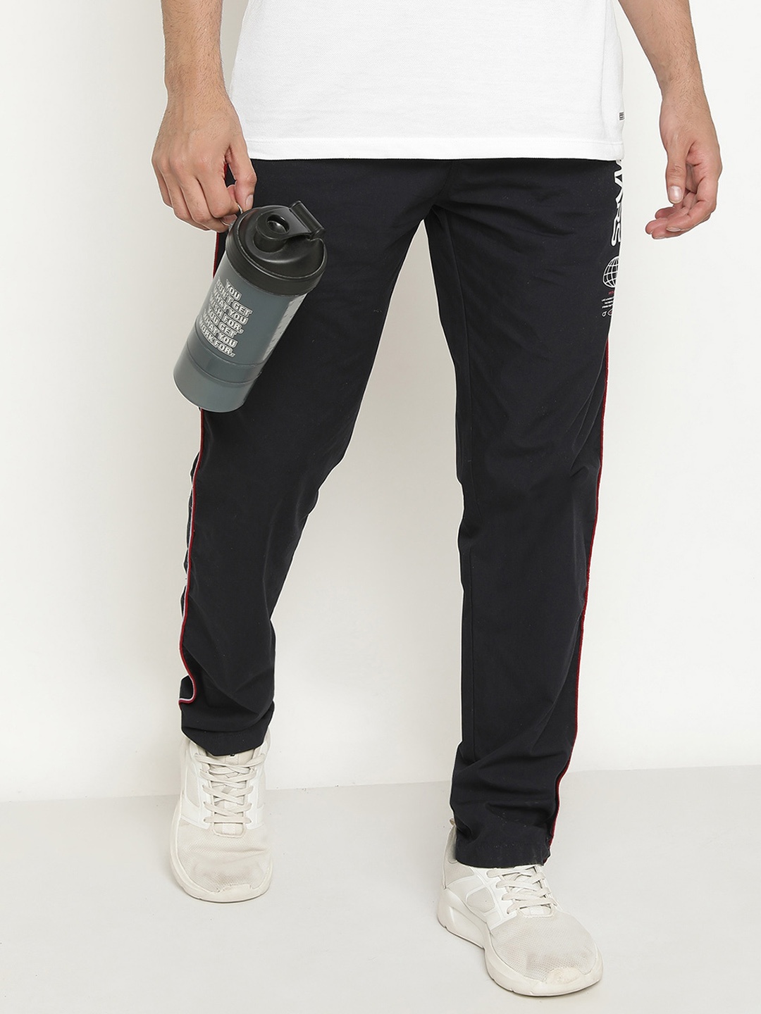 

Octave Men Mid-Rise Cotton Track Pants, Navy blue