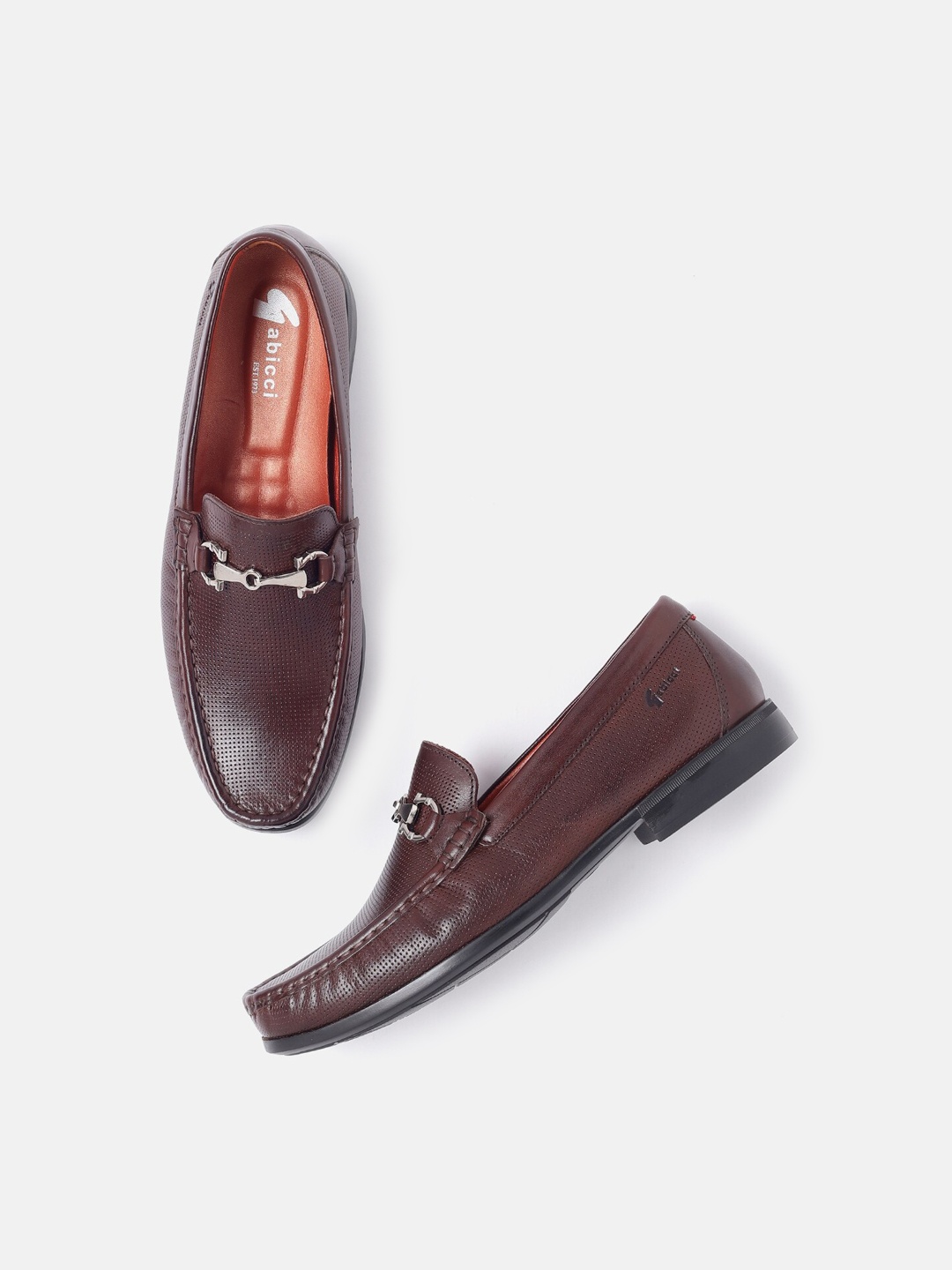

GABICCI Men Textured Leather Formal Loafers, Brown