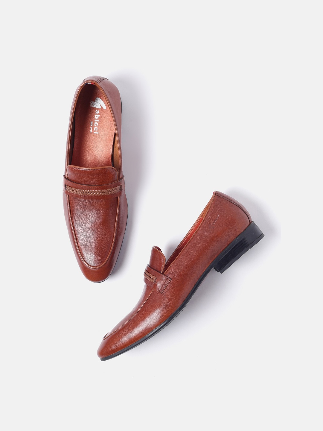 

GABICCI Men Textured Leather Formal Loafers, Tan
