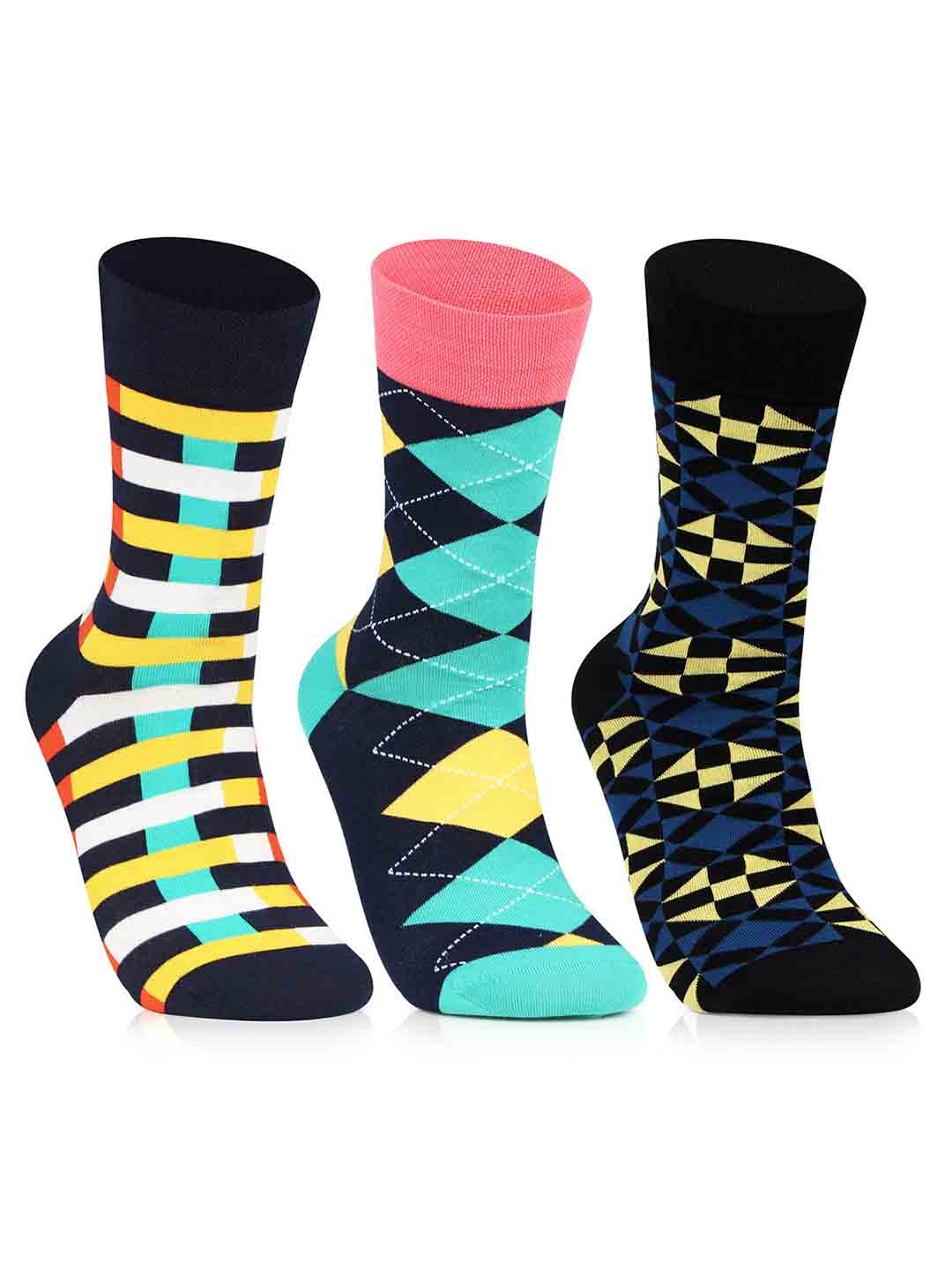 

Bonjour Men Pack Of 3 Assorted Above Knee Socks