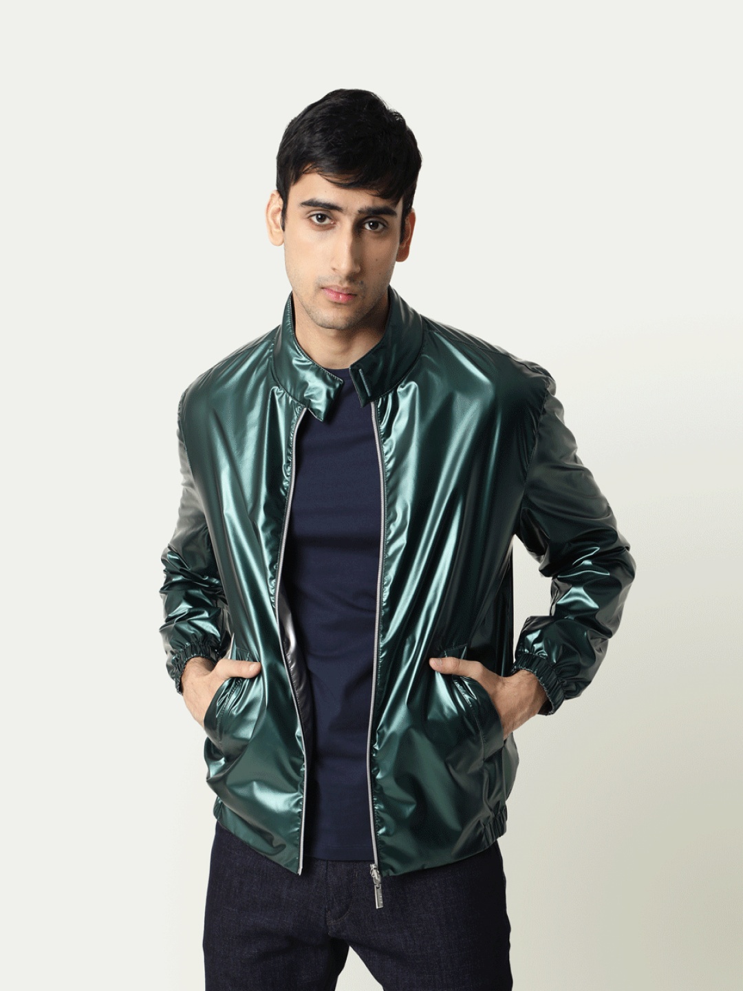 

RARE RABBIT Men Adam Tailored Fit Mock Collar Reversible Jacket, Green