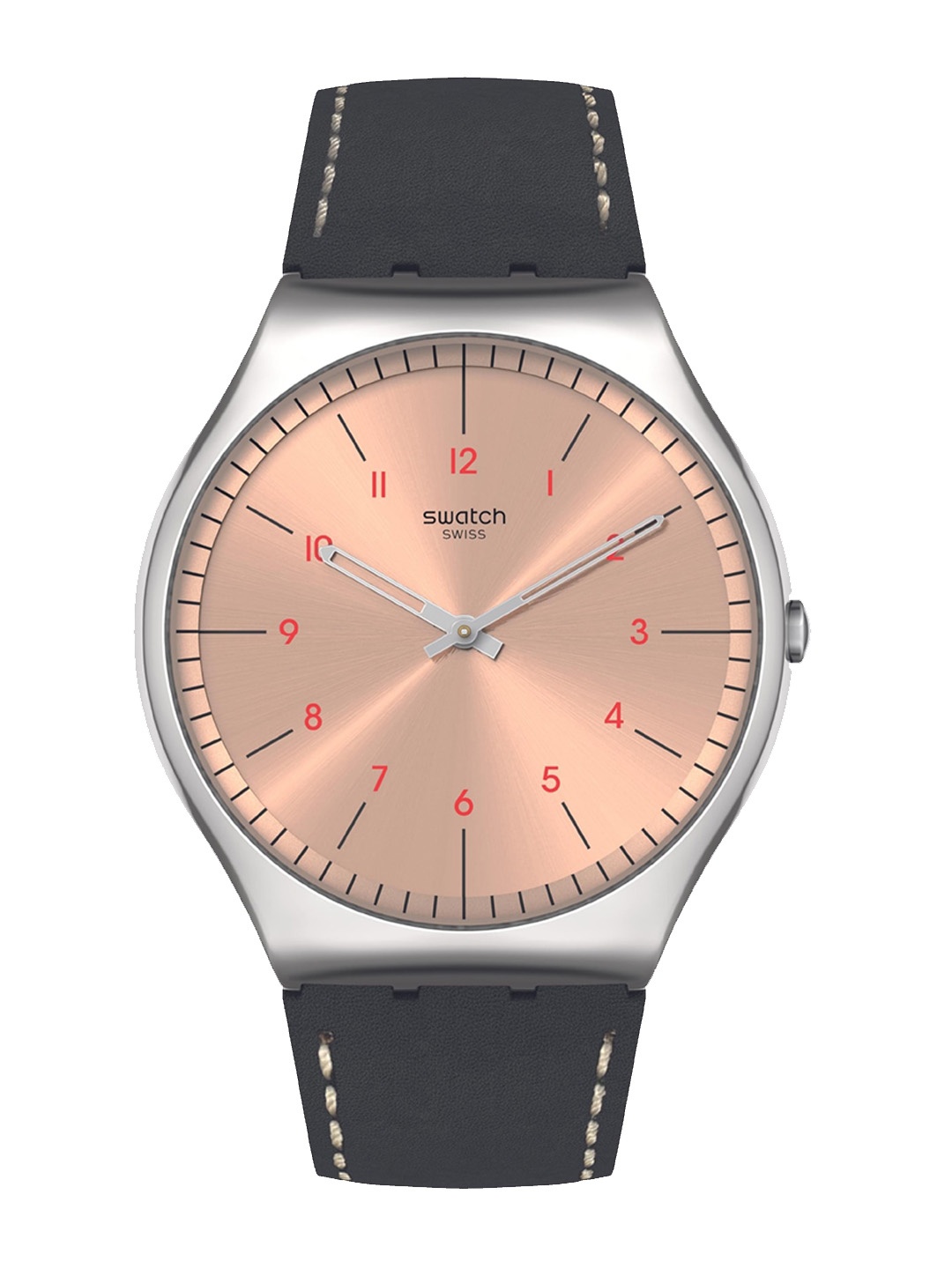 

Swatch Men Embellished Dial & Leather Straps Analogue Watch SS07S118, Grey