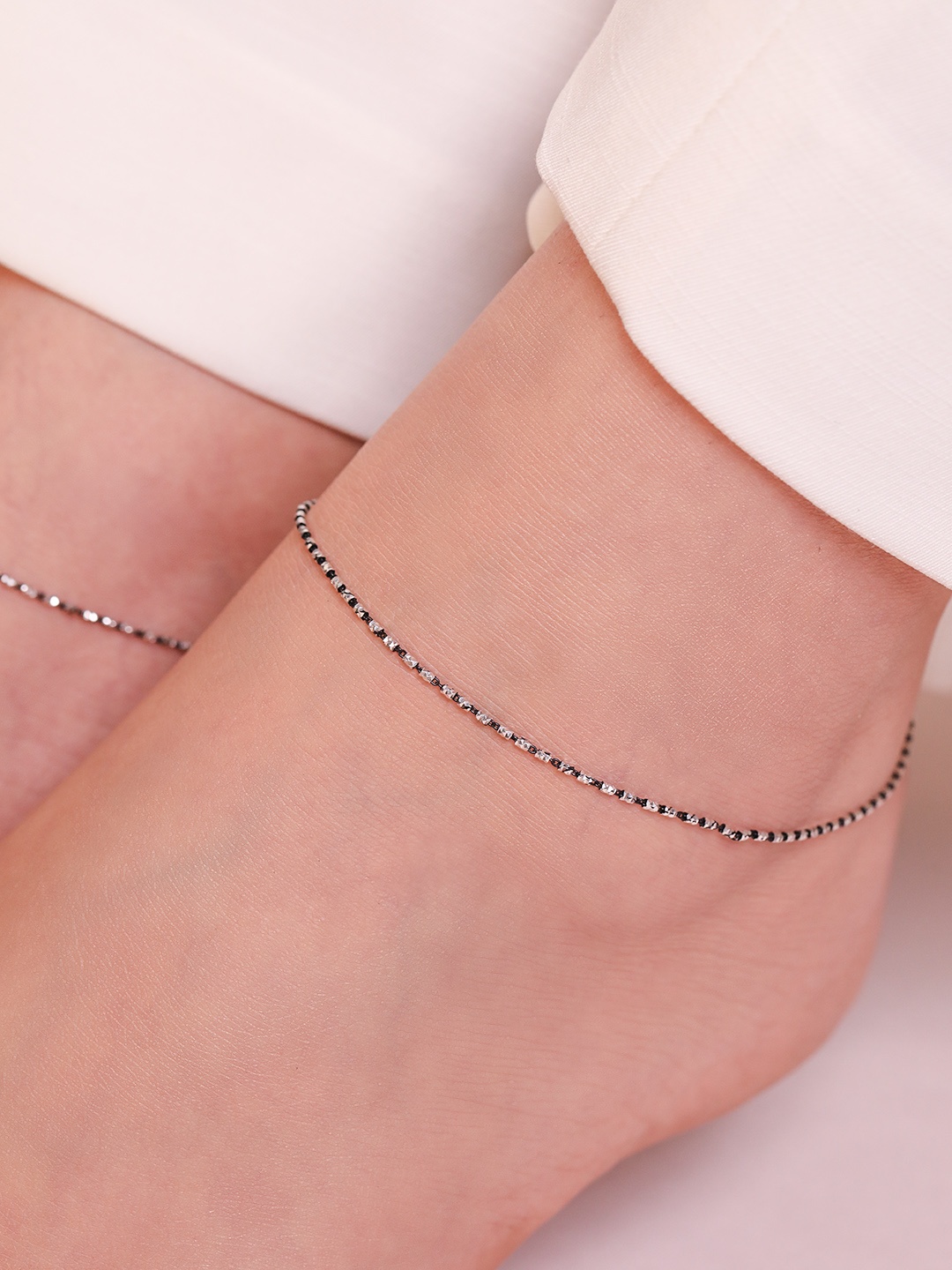 

Zavya Women 925 Sterling Silver 2Pc Rhodium Plated Anklets