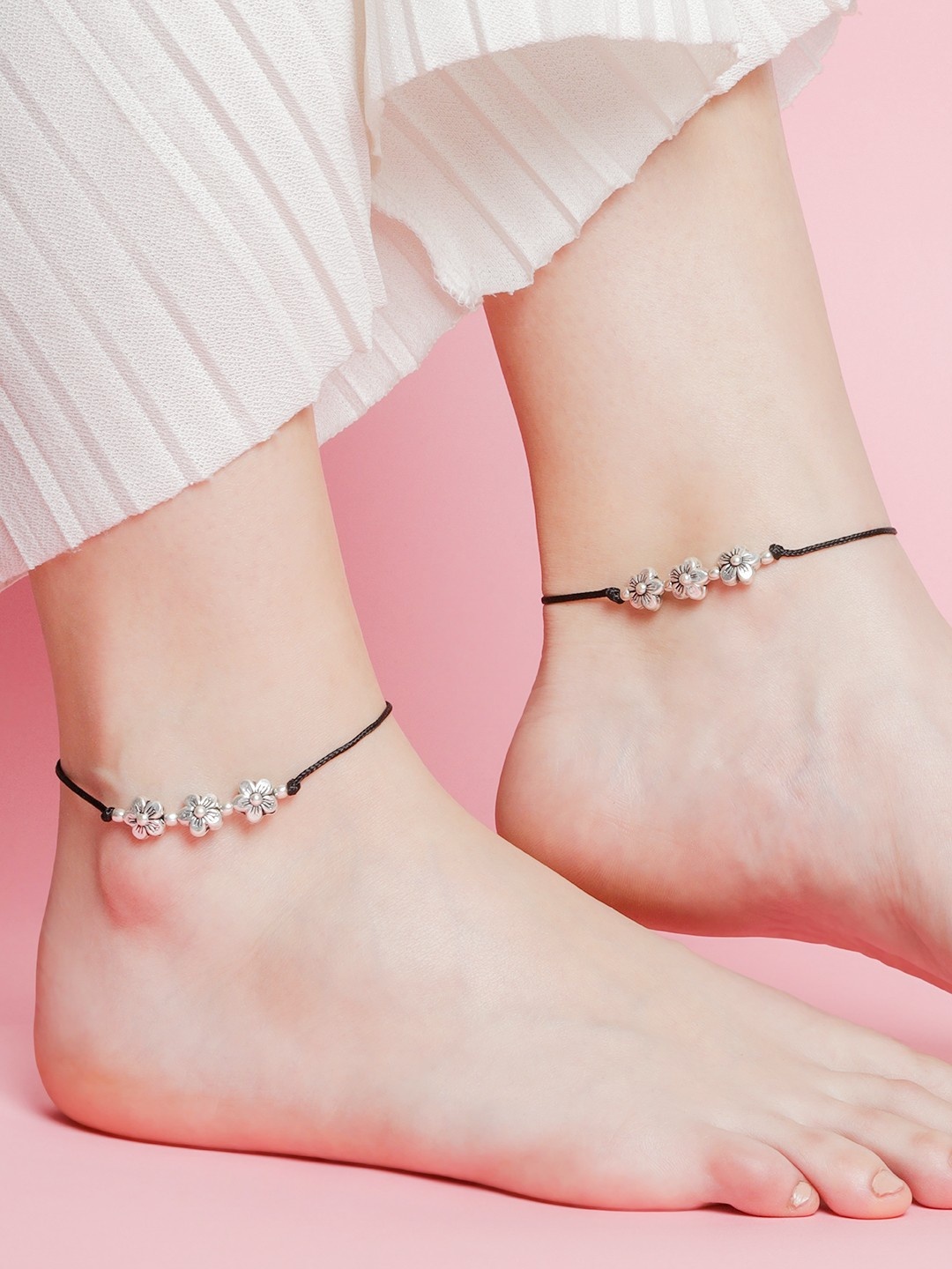 

Zavya Women 925 Sterling Silver 2Pc Silver Plated Anklet
