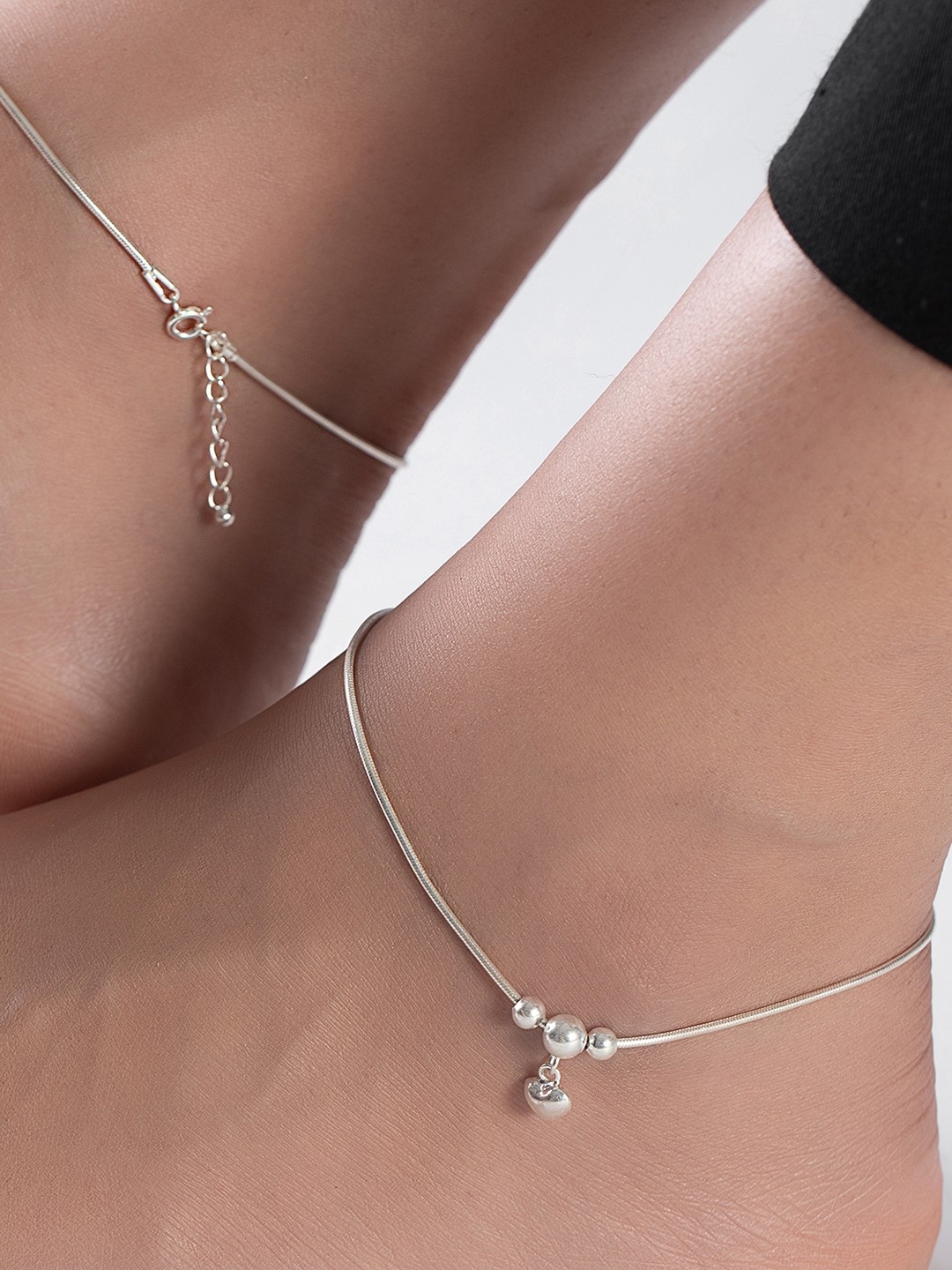 

Zavya Pack Of 2 925 Pure Silver Rhodium-Plated Anklets