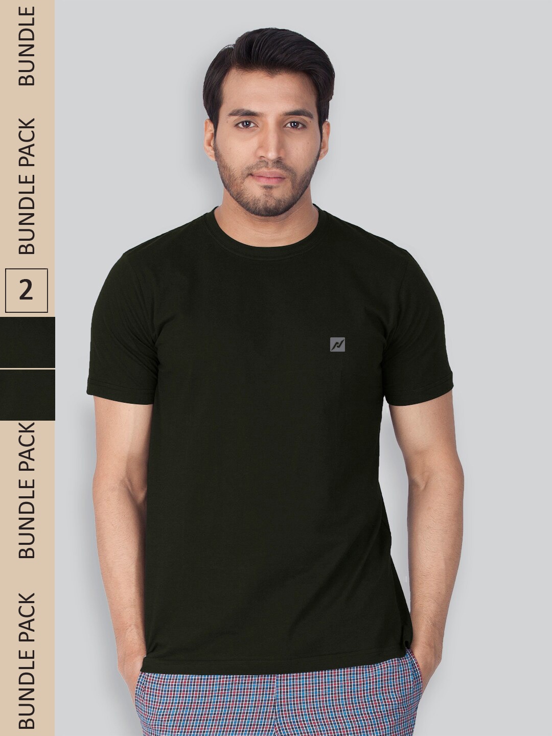 

LUX NITRO Pack Of 2 Round Neck Anti Odour Regular Fit T-Shirts, Black