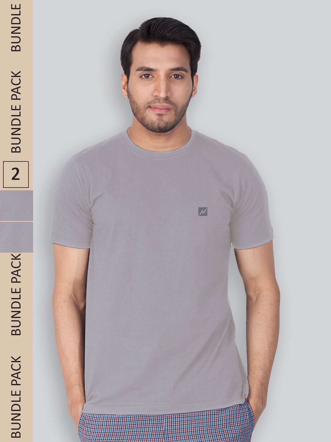 

LUX NITRO Pack Of 2 Round Neck Anti Odour Regular Fit T-Shirts, Grey