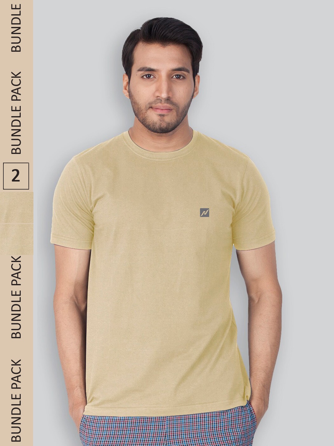 

LUX NITRO Pack of 2 Round Neck Anti Odour T-shirts, Beige