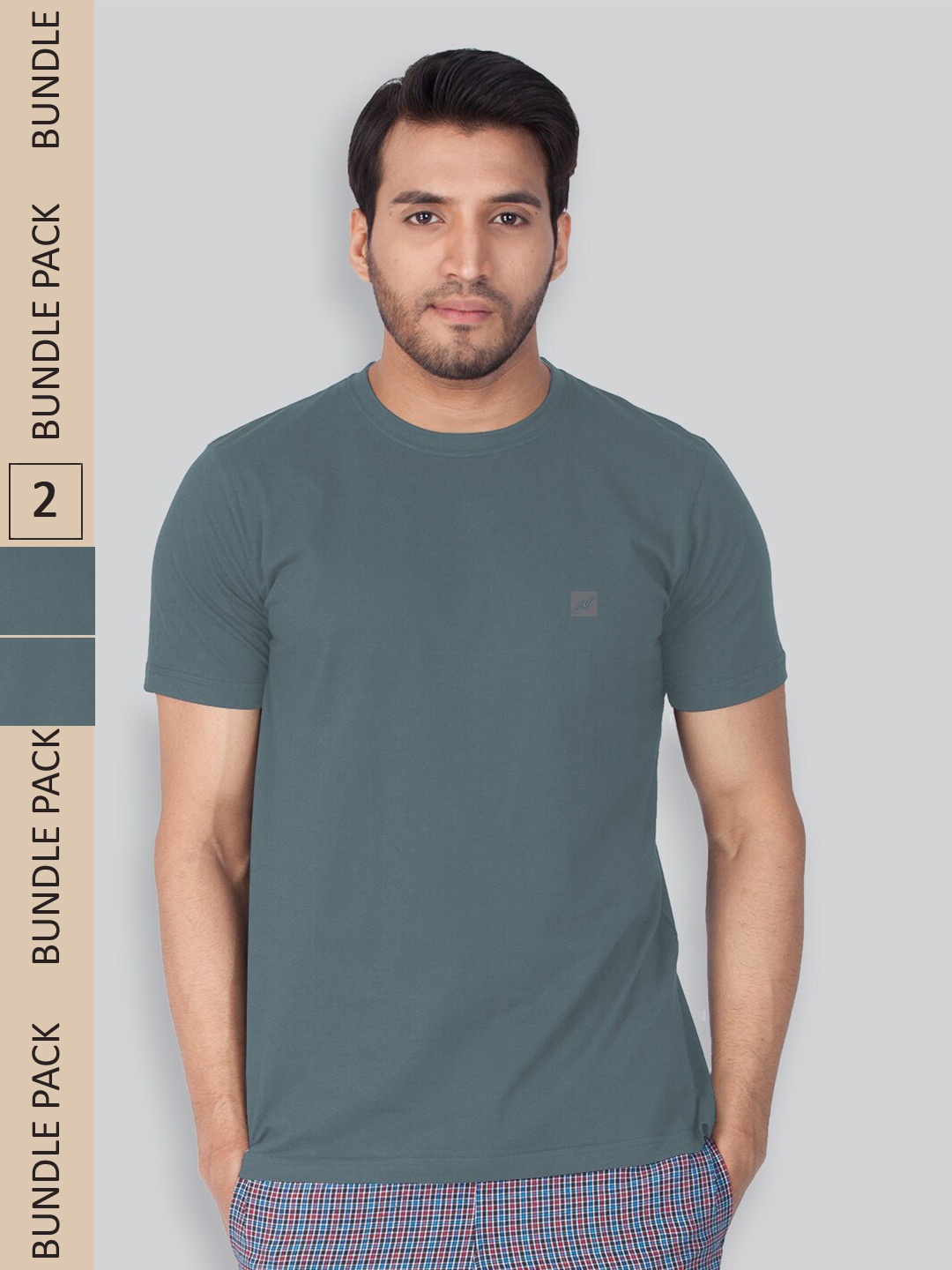 LUX NITRO Pack of 2 Round Neck Anti Odour T-shirts, Grey