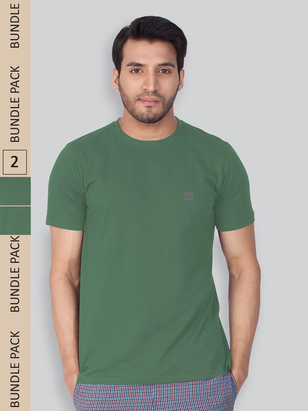 

LUX NITRO Pack of 2 Round Neck Cotton Blend Anti Odour T-shirts, Green