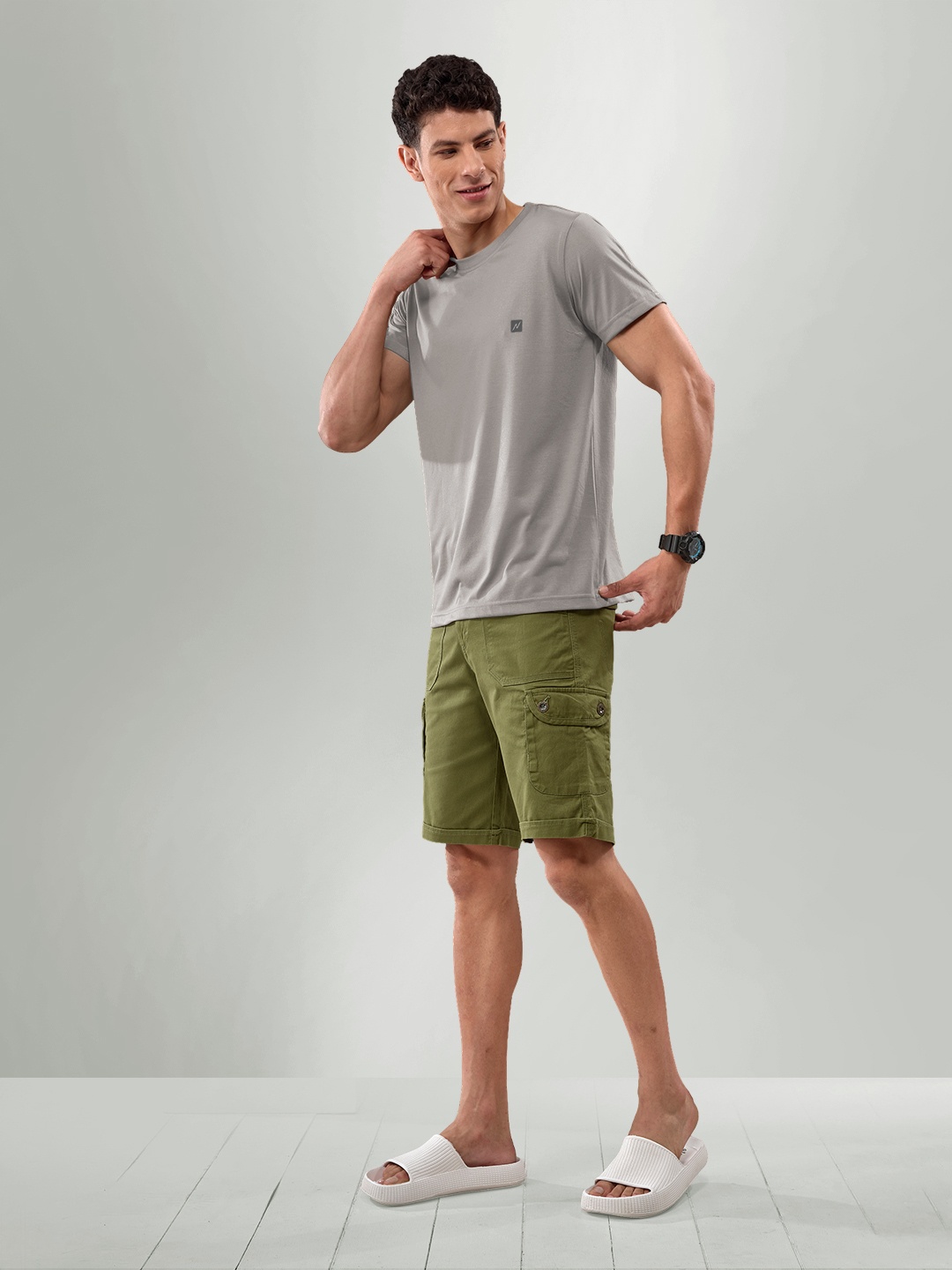 

LUX NITRO Round Neck Cotton Blend Anti Odour T-shirt, Grey