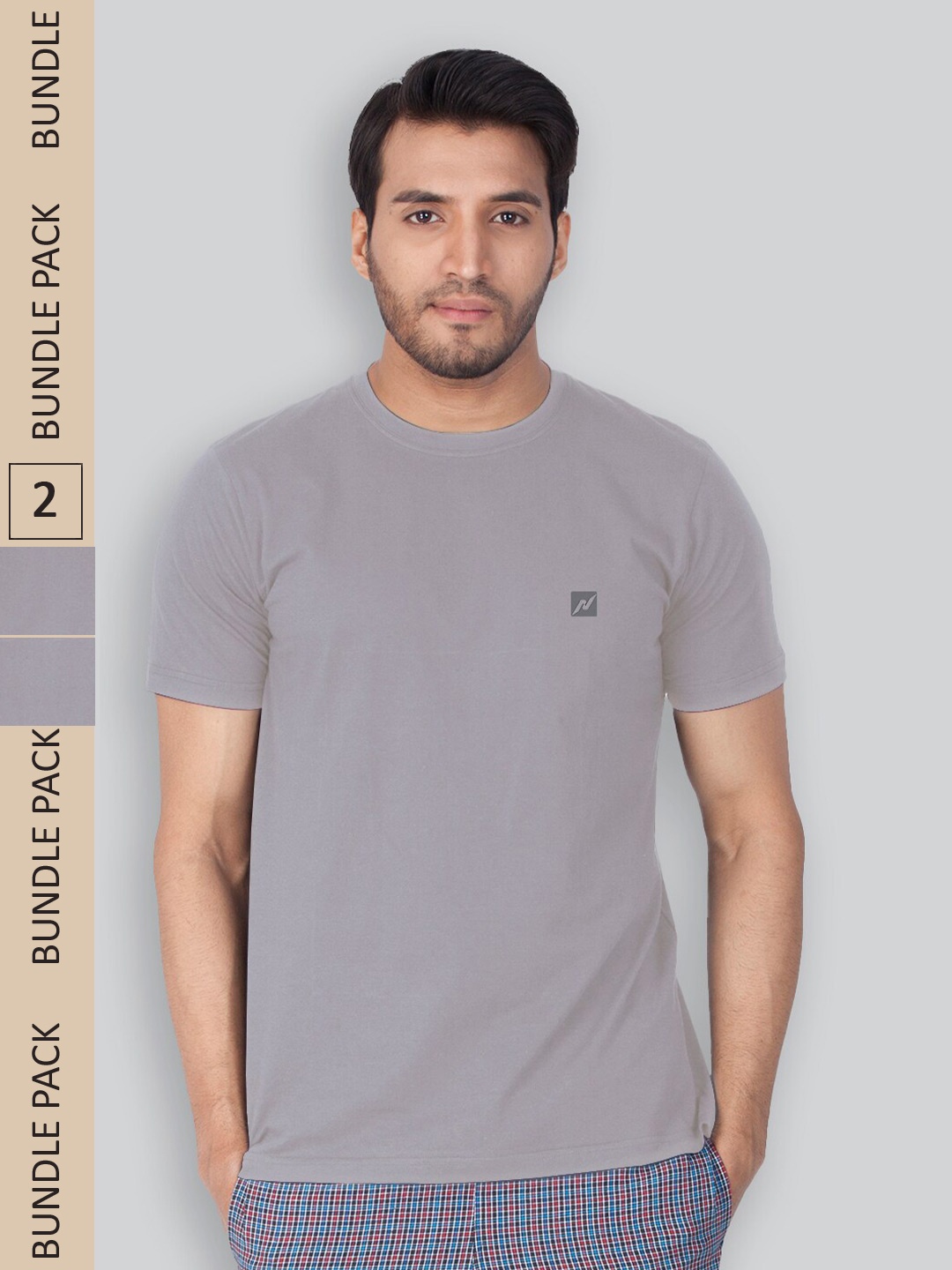 

LUX NITRO Pack Of 2 Round Neck Lounge Tshirt, Grey