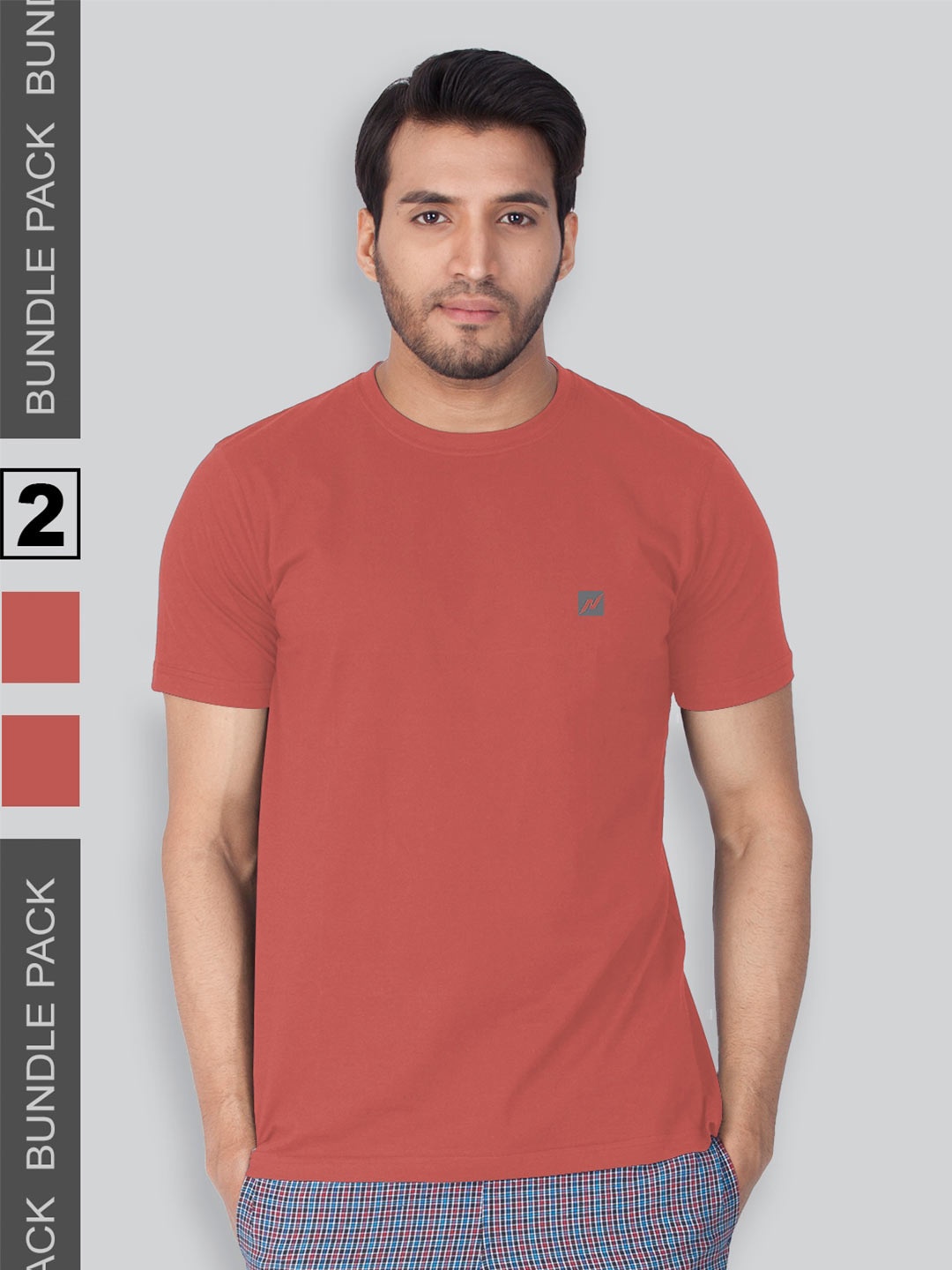 

LUX NITRO Pack Of 2 Round Neck Lounge Tshirt, Red