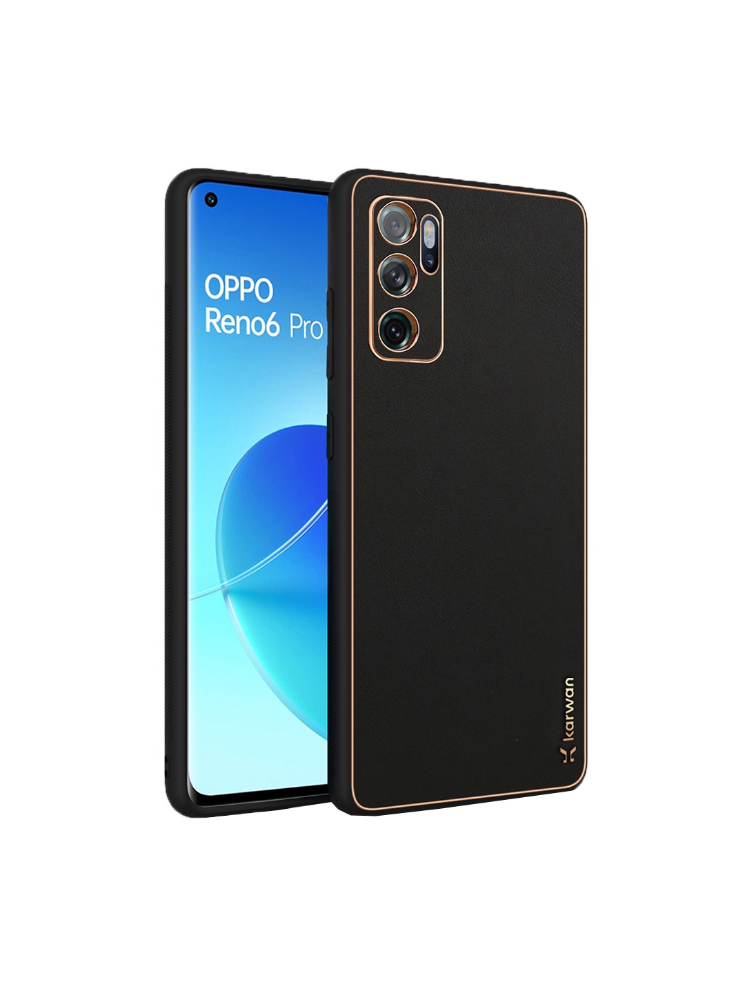 

Karwan Shock Proof Oppo Reno 6 Pro Leather Back Case, Black