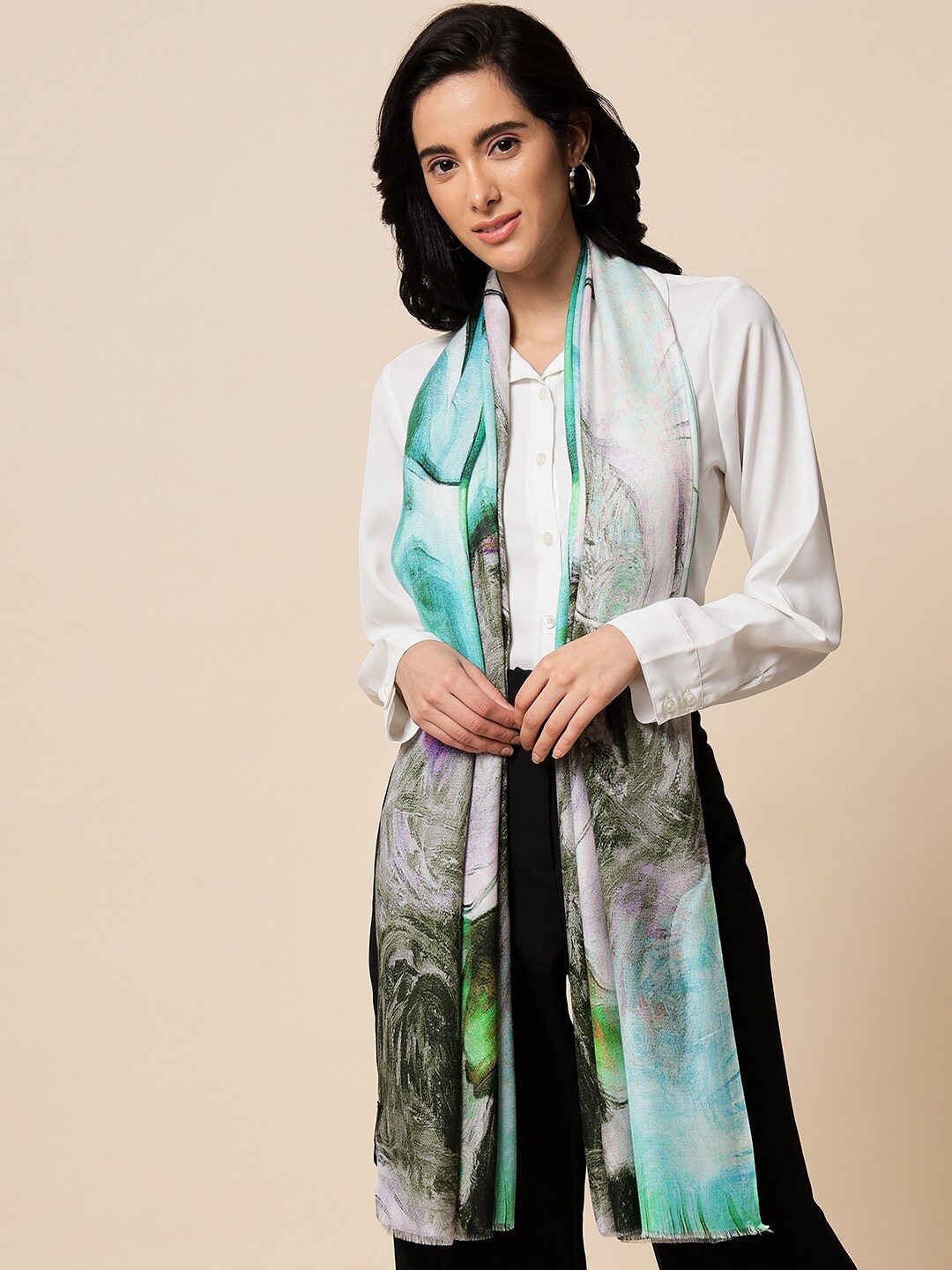 

Pashtush Women Abstract Printed Stole, Blue