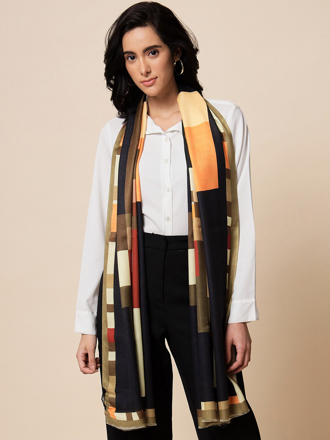 

Pashtush Women Abstract Printed Stole, Peach