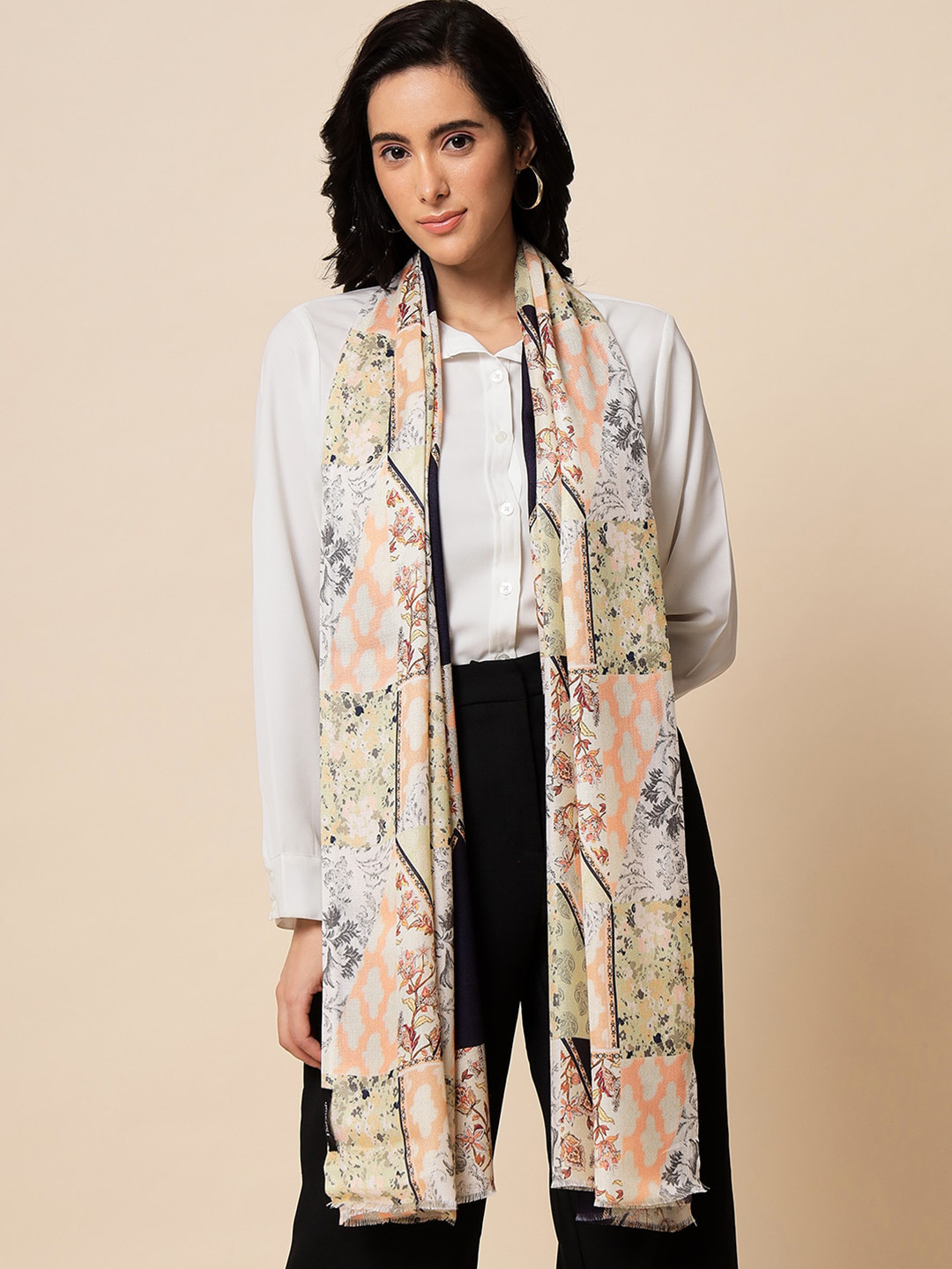 

Pashtush Women Abstract Printed Stole, Beige