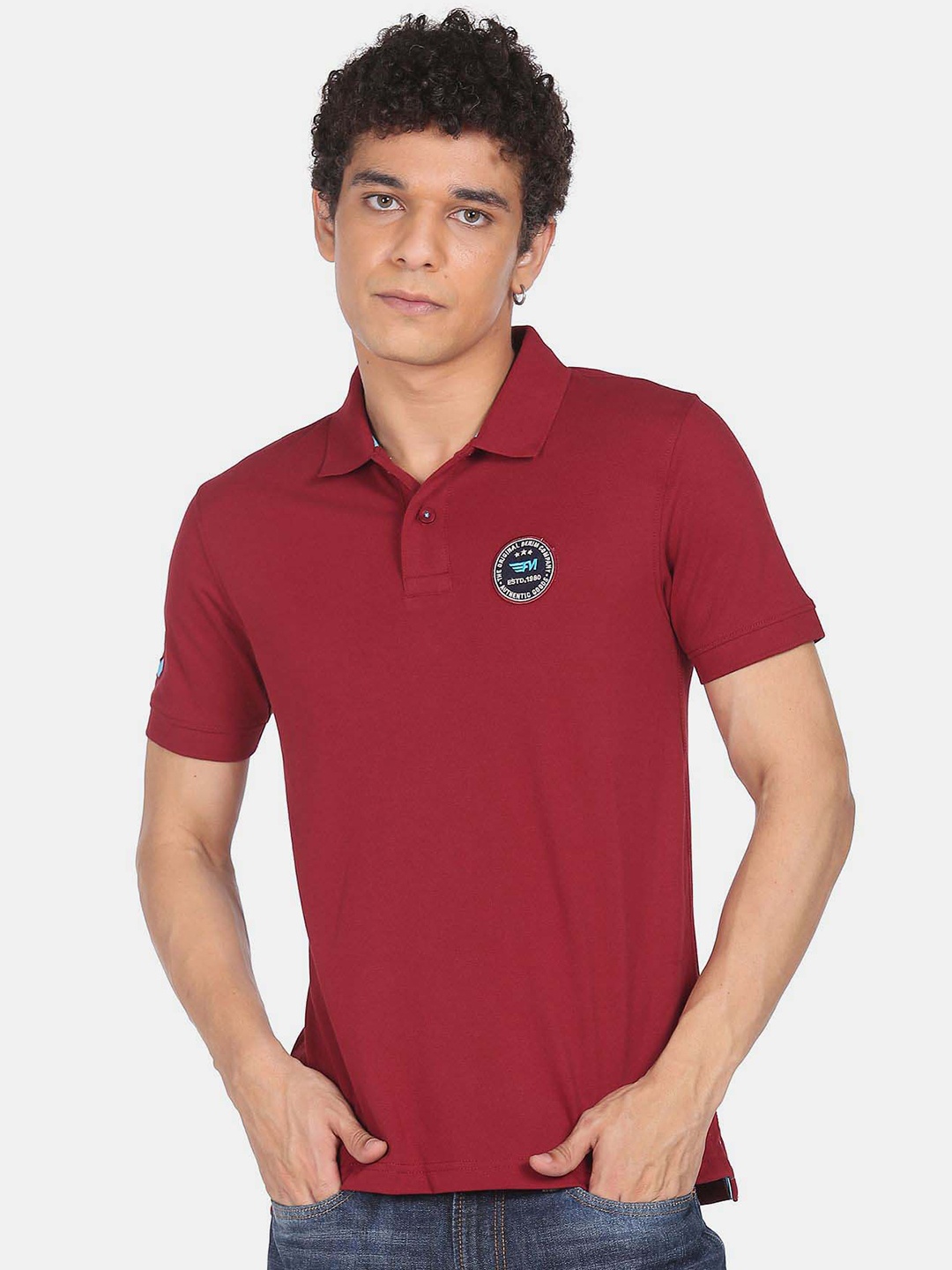 

Flying Machine Polo Collar Short Sleeves T-shirt, Maroon