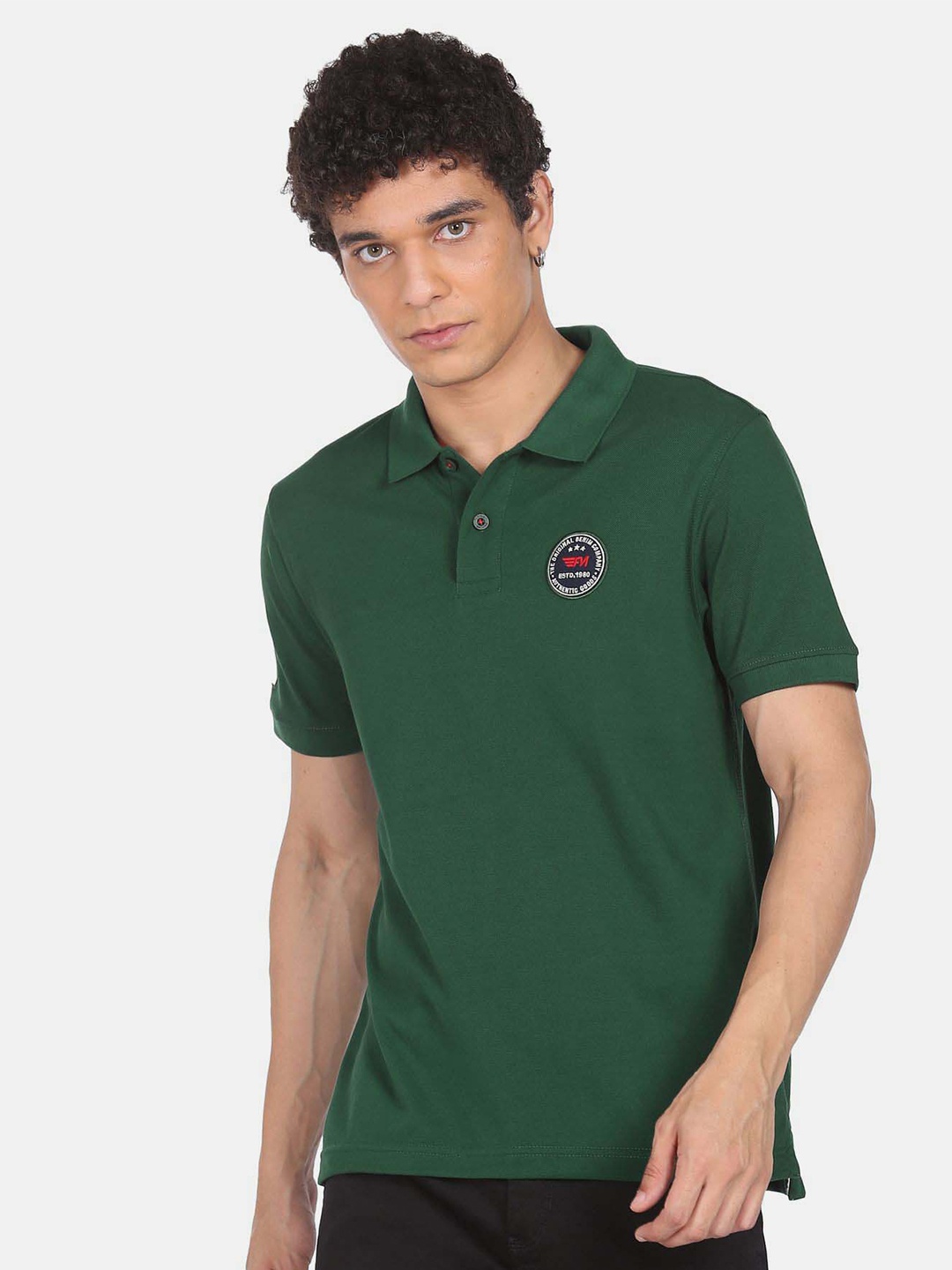 

Flying Machine Polo Collar Short Sleeves T-Shirt, Green