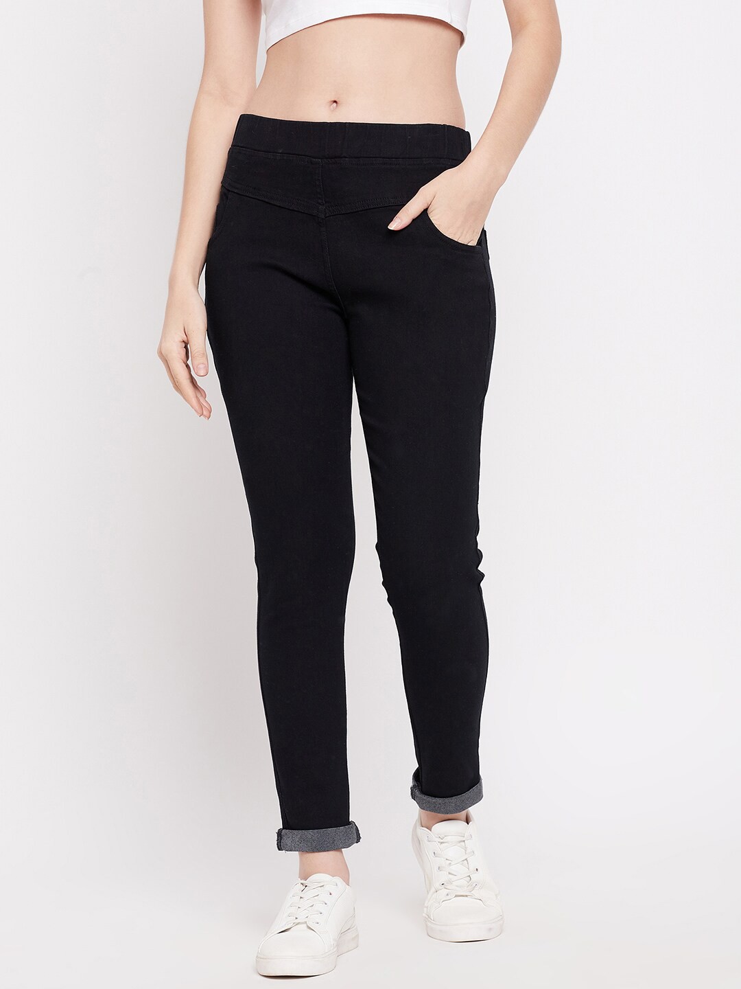 

Clora Creation Women Washed Skinny Fit Denim Jeggings, Black