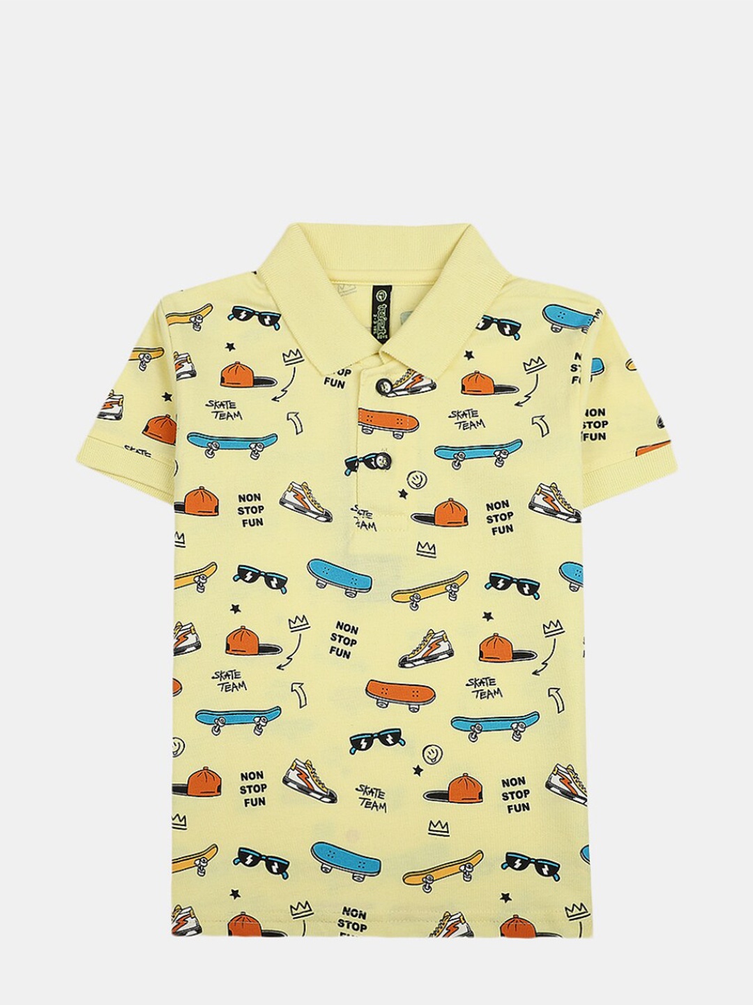 

V-Mart Boys Conversational Printed Polo Collar Cotton T-shirt, Yellow