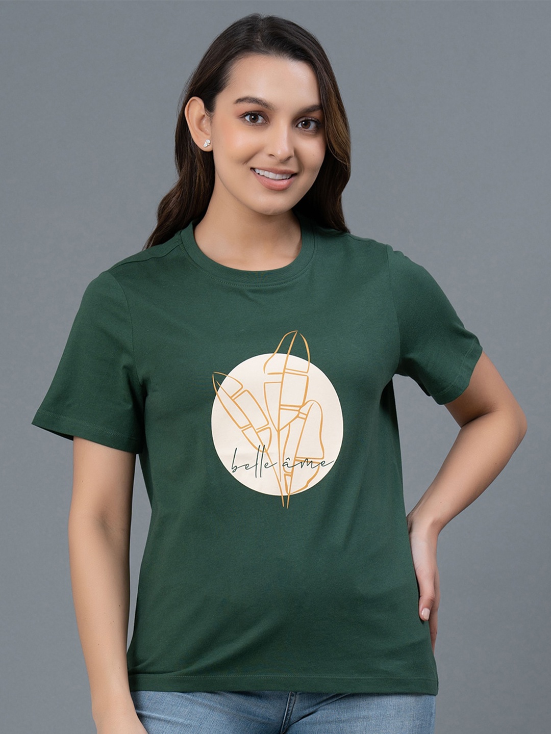 

Mode by Red Tape Graphic Printed Pure Cotton T-Shirt, Green