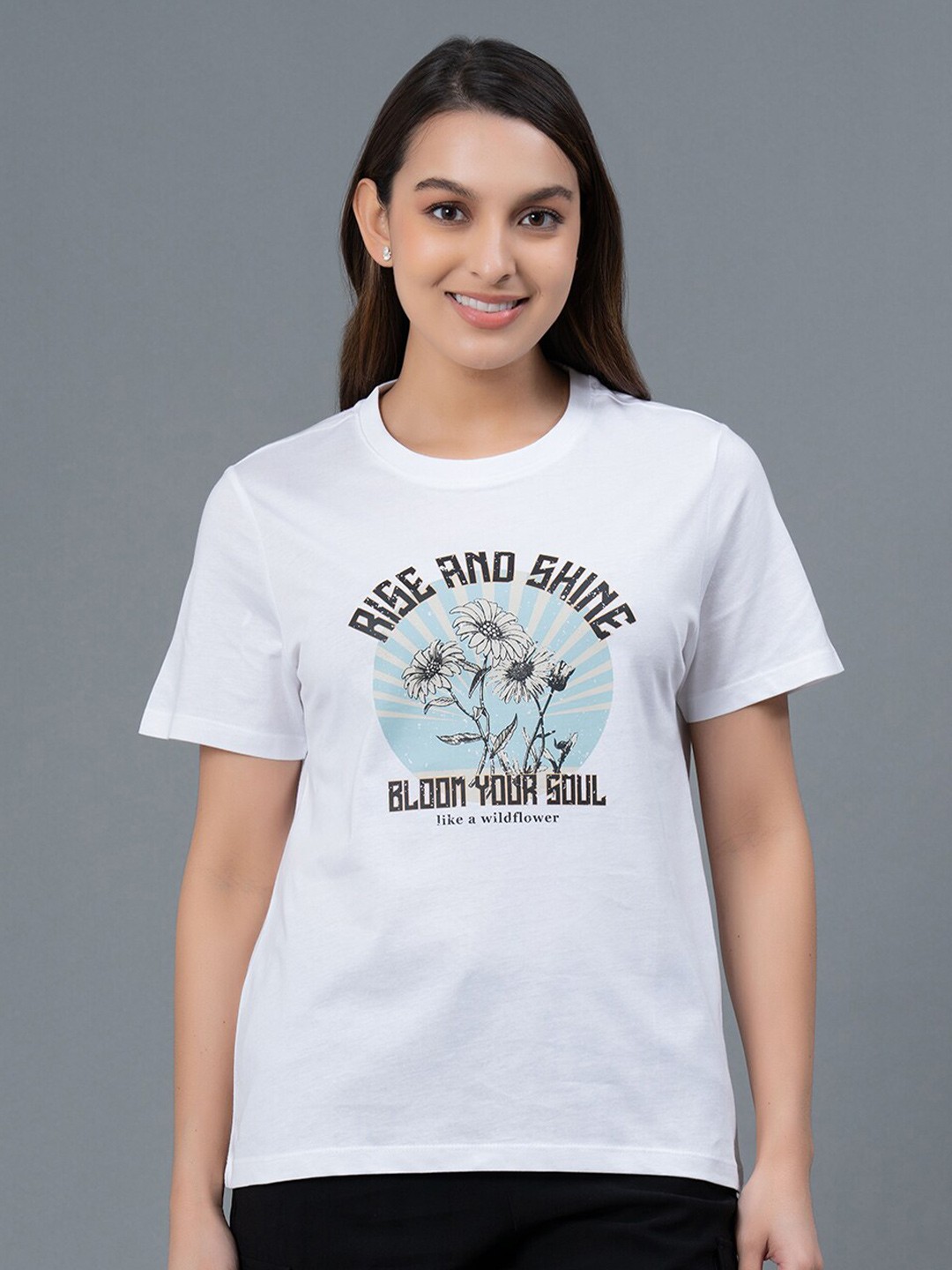 

Mode by Red Tape Typography Printed Pure Cotton T-Shirt, White