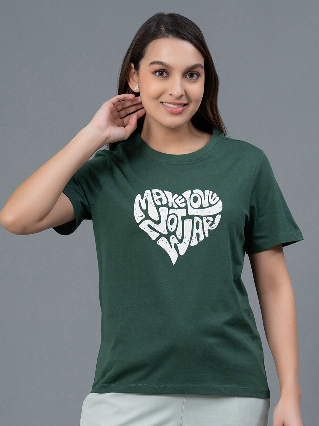 

Mode by Red Tape Typography Printed Pure Cotton T-Shirt, Green