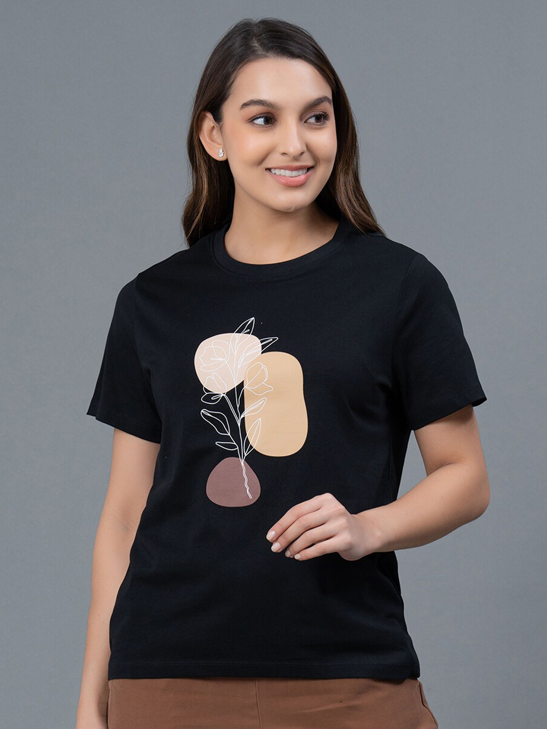 

Mode by Red Tape Graphic Printed Pure Cotton T-Shirt, Black