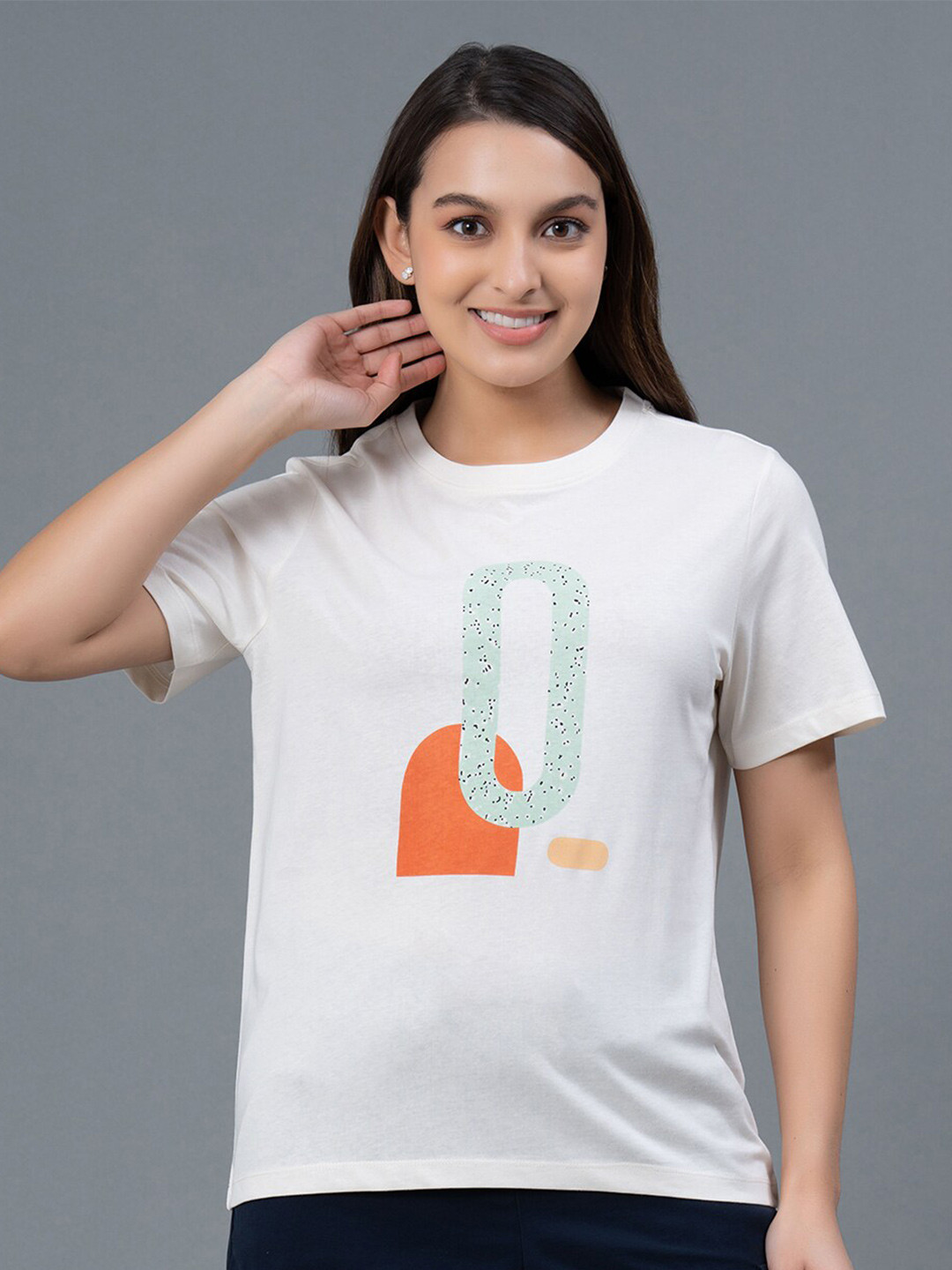 

Mode by Red Tape Typography Printed Pure Cotton T-shirt, Off white